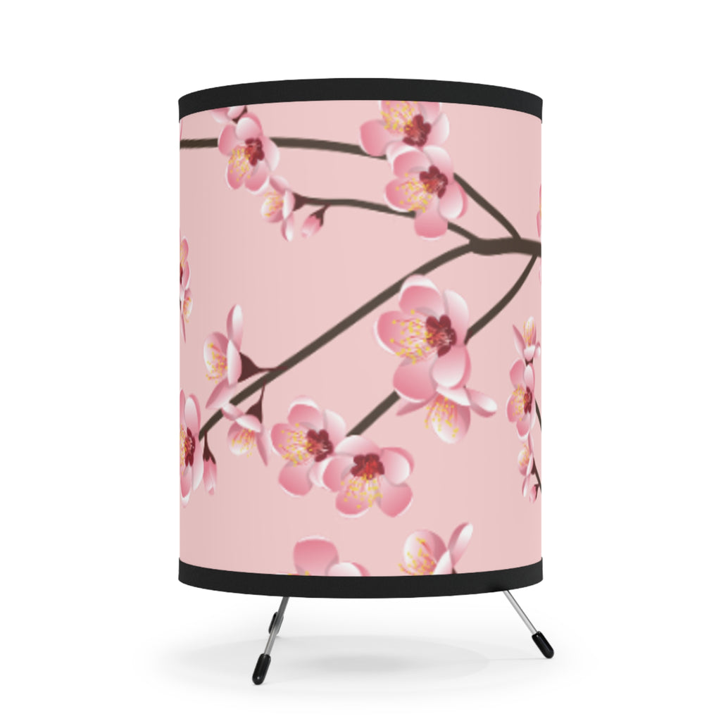 Elegant Floral Tripod Lamp Shade, Pink Blossom Decor, Home Lighting, Modern Room Accent, Gift for Her, Bedroom, Living Room
