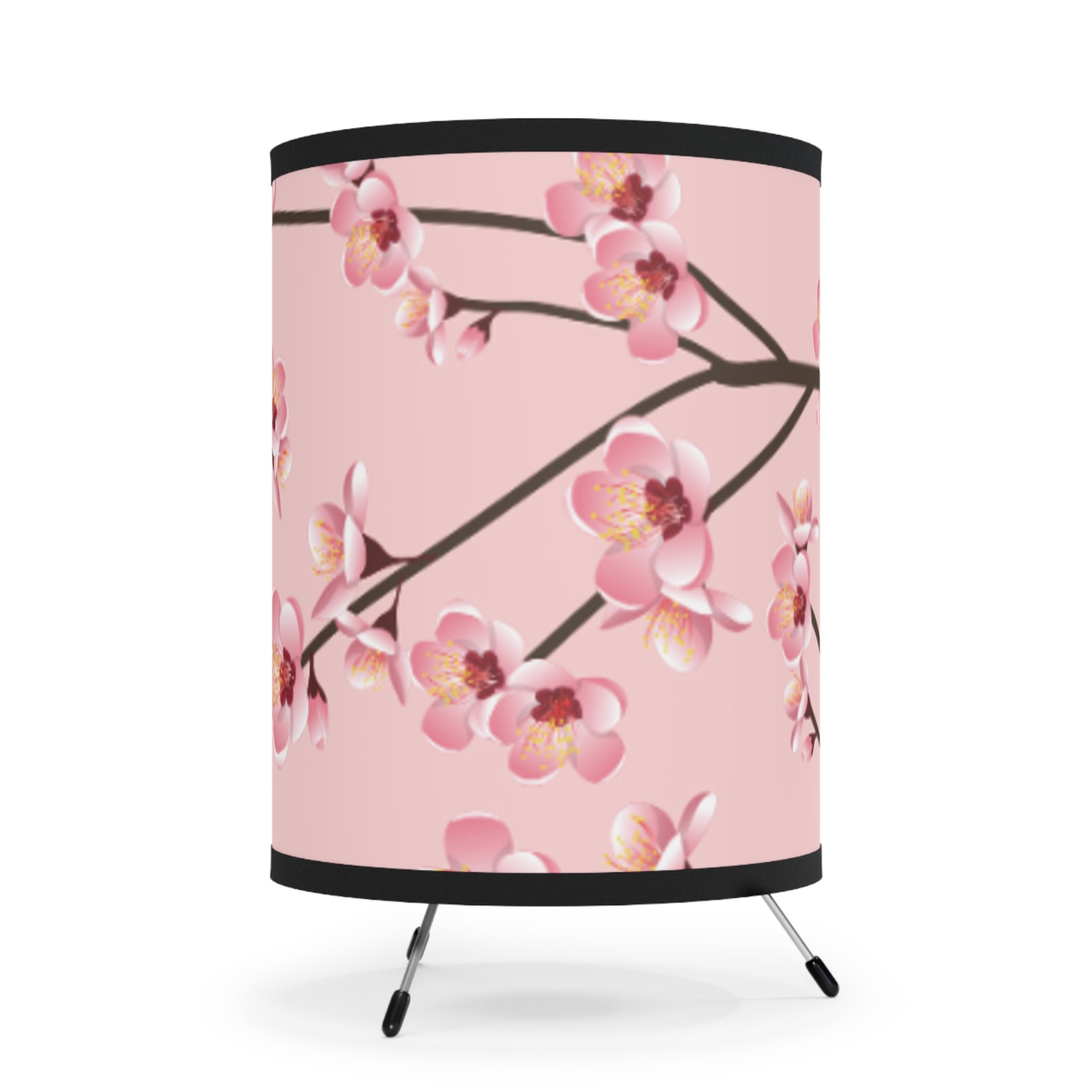 Elegant Floral Tripod Lamp Shade, Pink Blossom Decor, Home Lighting, Modern Room Accent, Gift for Her, Bedroom, Living Room