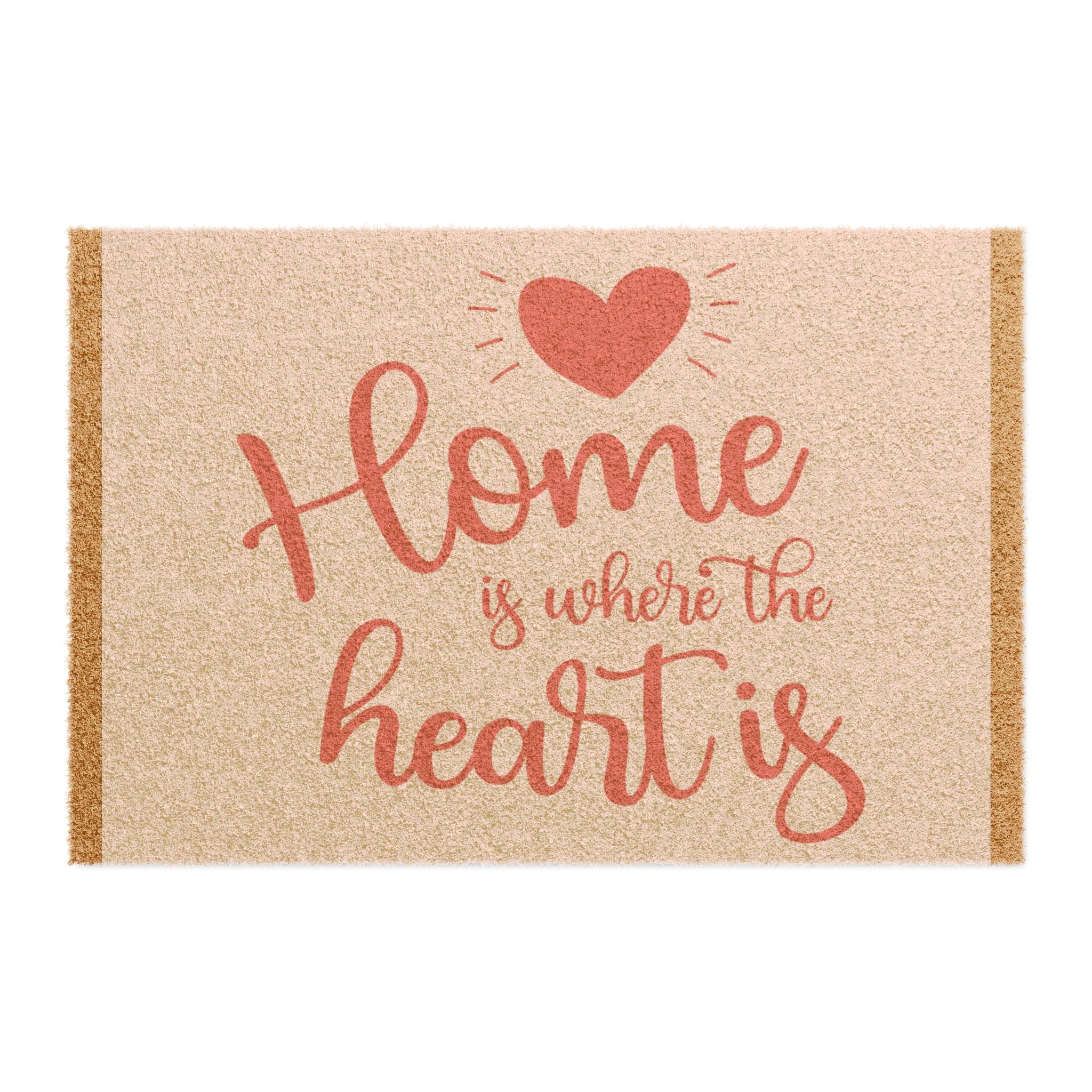 Home is where the heart is Doormat, Cozy Entryway Mat, Housewarming Gift, Welcome Mat, Living Room Decor, Heart Design