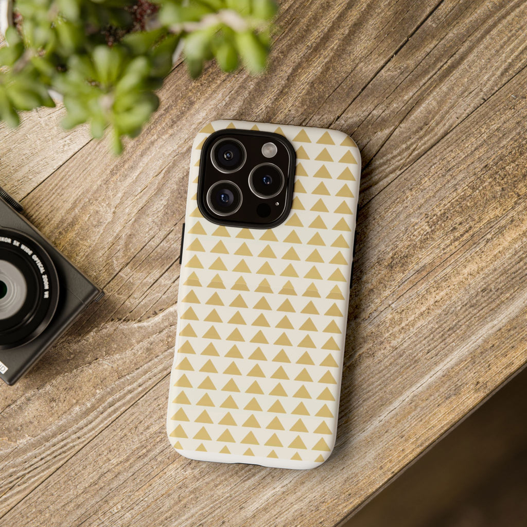 Gold Triangle Phone Case, Chic Phone Cover, Stylish Phone Accessory, Unique Gift for Tech Lovers, Durable Phone Protector