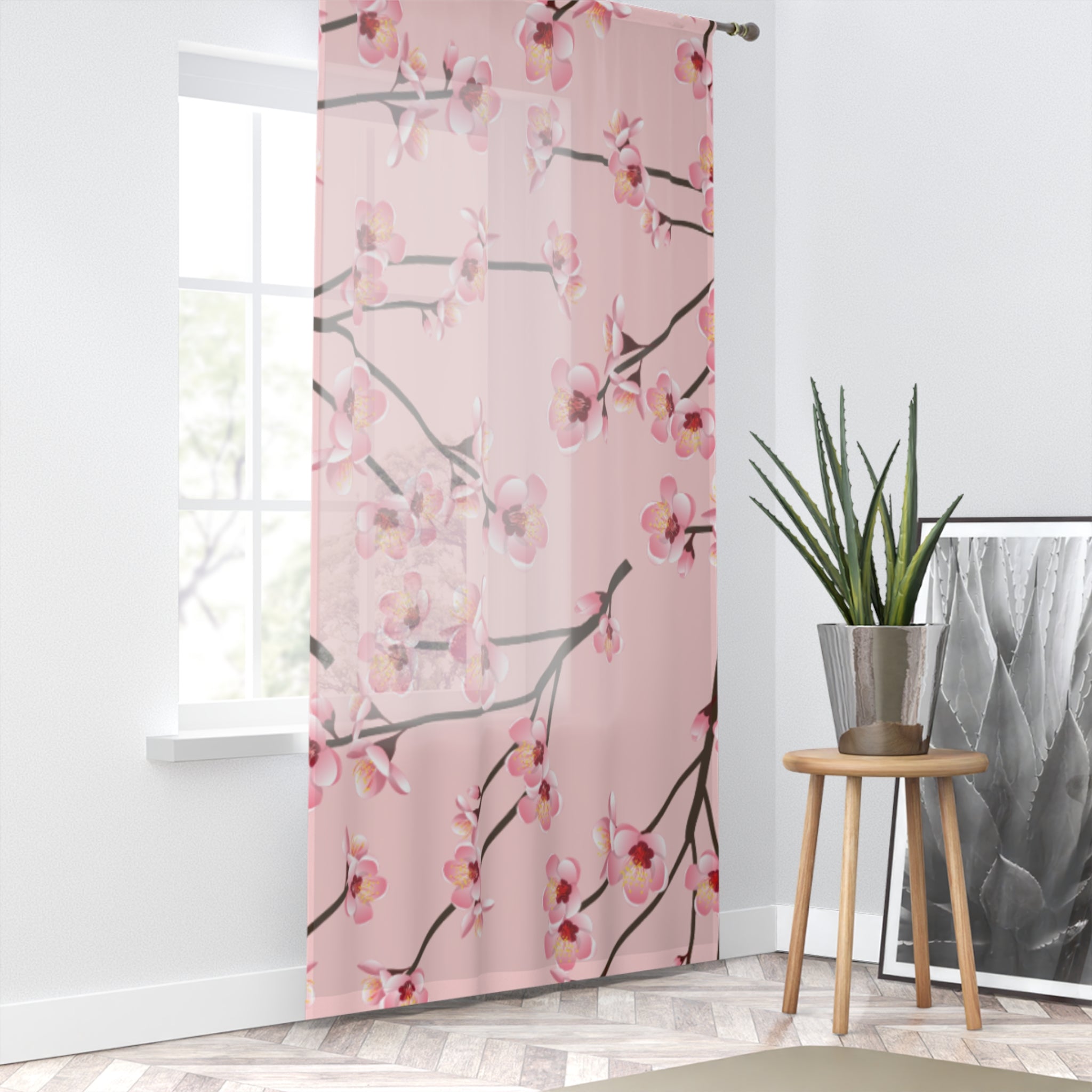Blossom Window Curtain | Soft Floral Sheer Drapes for Living Room, Bedroom, Spring Decor, Home Party, Elegant Privacy