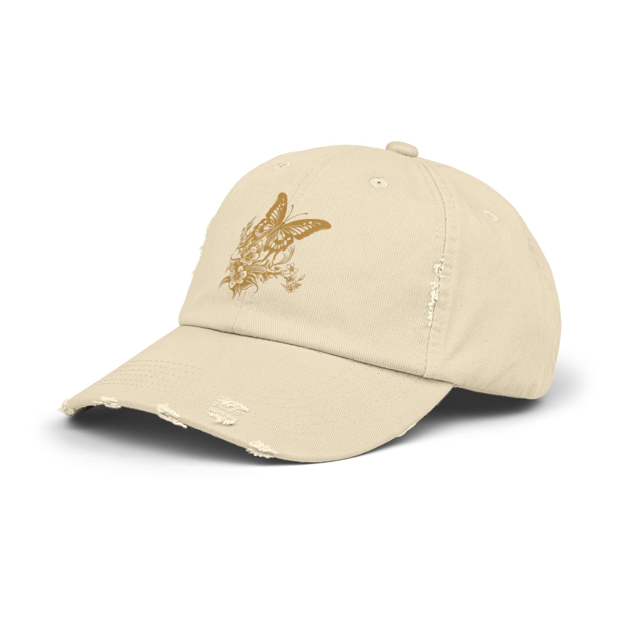 Distressed Butterfly Cap: Trendy Adjustable Hat for Outdoor Adventures, Casual Wear, Festivals, Gifts, Summer