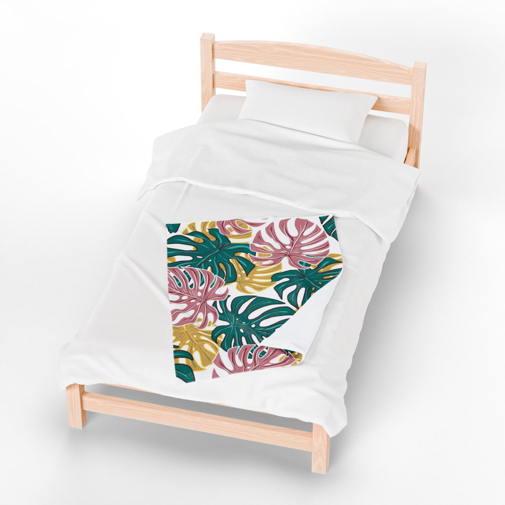 Tropical Velveteen Plush Blanket | Soft & Cozy Throw for Relaxation, Home Decor, Gift, Tropical Vibe, Indoor Comfort, Every Season