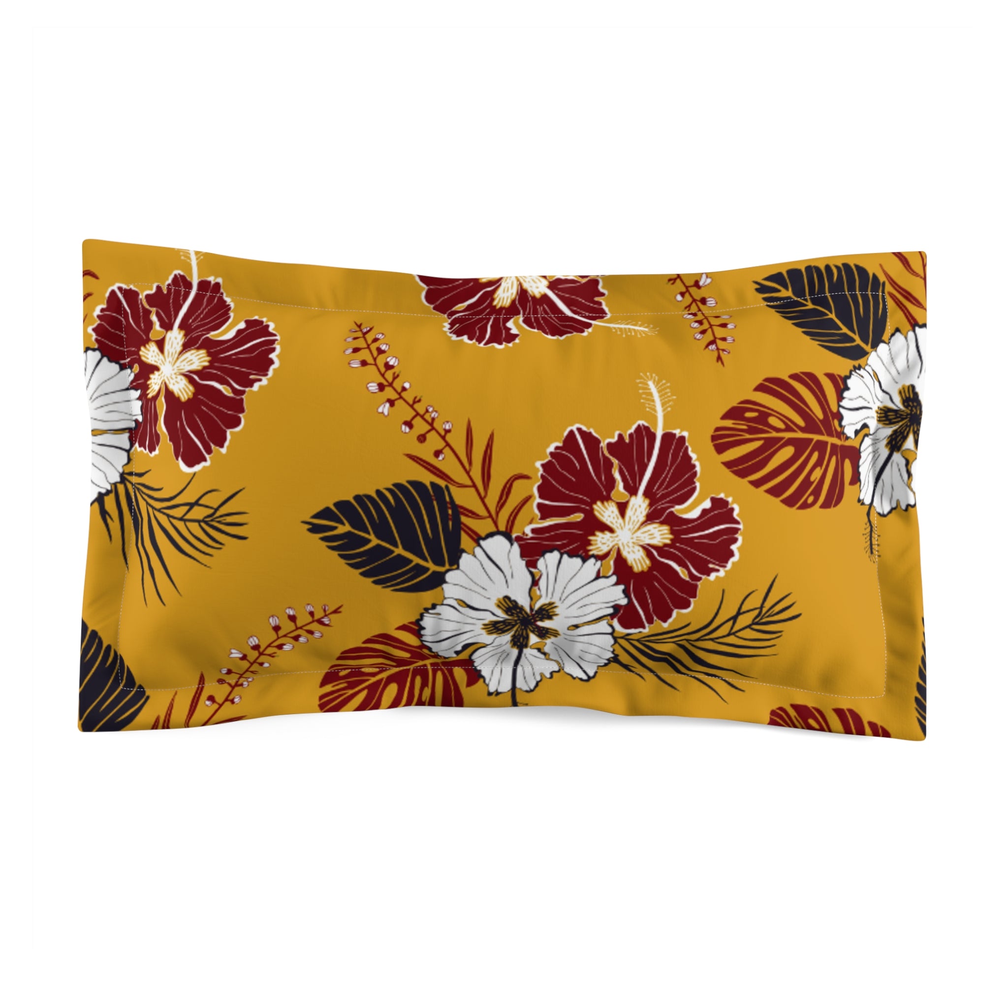 Tropical Floral Microfiber Pillow Sham, Vibrant Floral Decor, Bedroom Accent, Gift Idea for Home, Summer Vibes, Boho Pillowcase