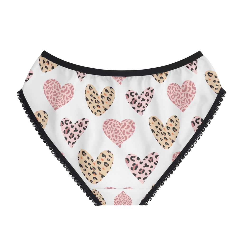 Cute Heart Print Women's Briefs, Comfortable Lingerie, Valentine's Day Gift, Everyday Essentials, Animal Print Undergarments