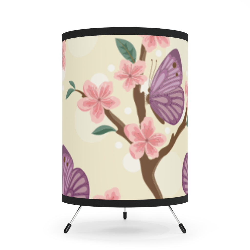 Floral Tripod Lamp with Butterfly Shade, Accent Lighting, Home Decor, Spring Decor, Unique Gift, US/CA Plug