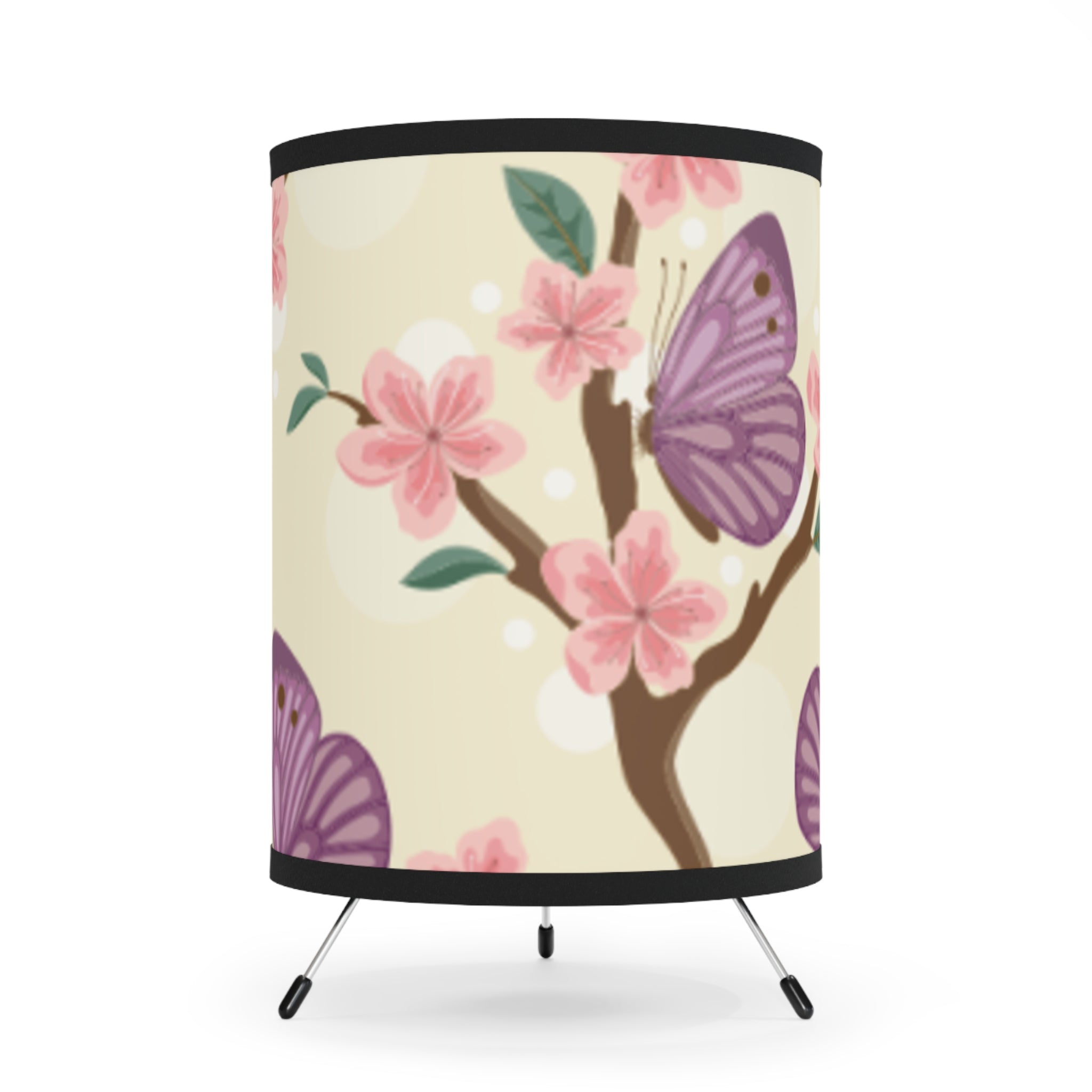 Floral Tripod Lamp with Butterfly Shade, Accent Lighting, Home Decor, Spring Decor, Unique Gift, US/CA Plug