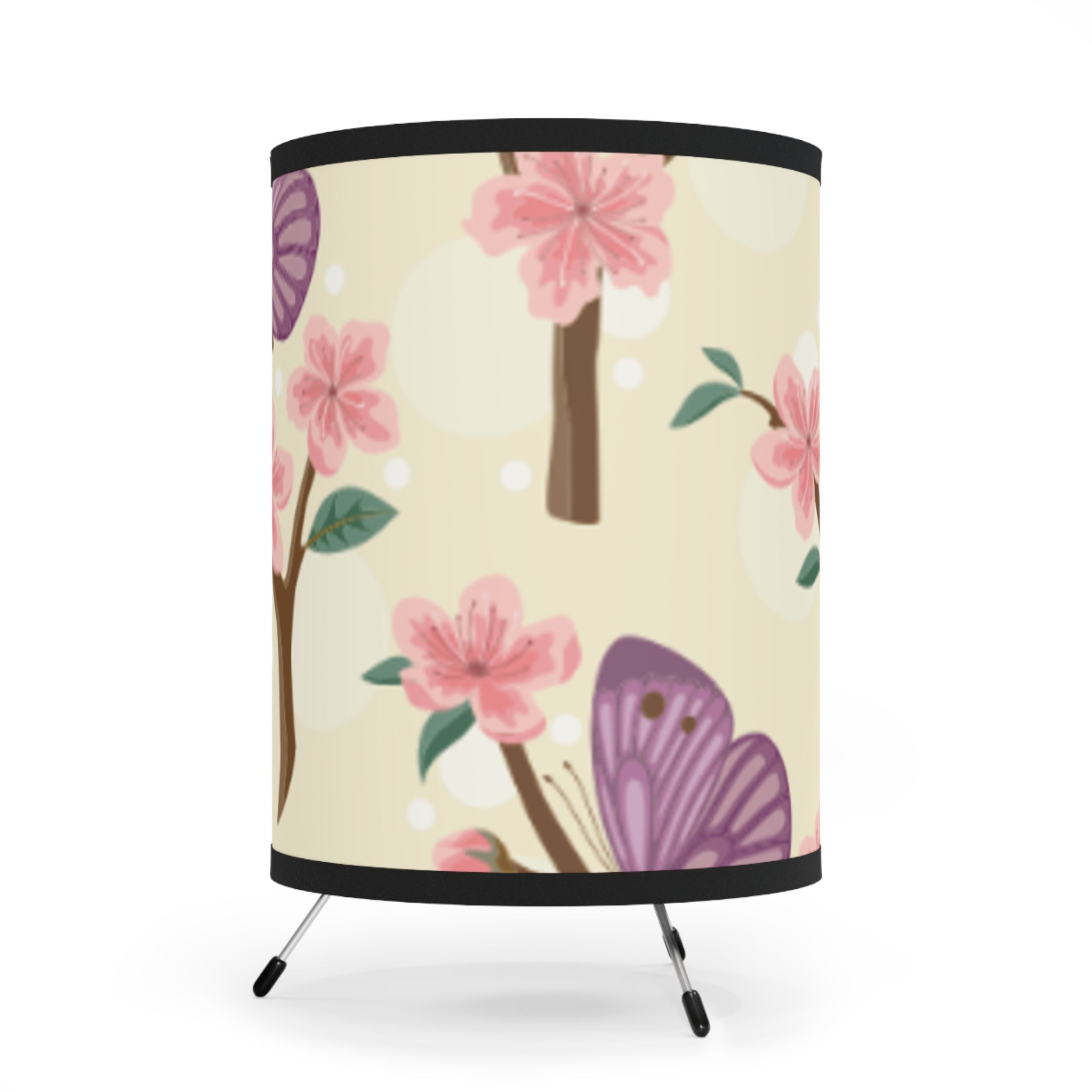 Floral Tripod Lamp with Butterfly Shade, Accent Lighting, Home Decor, Spring Decor, Unique Gift, US/CA Plug