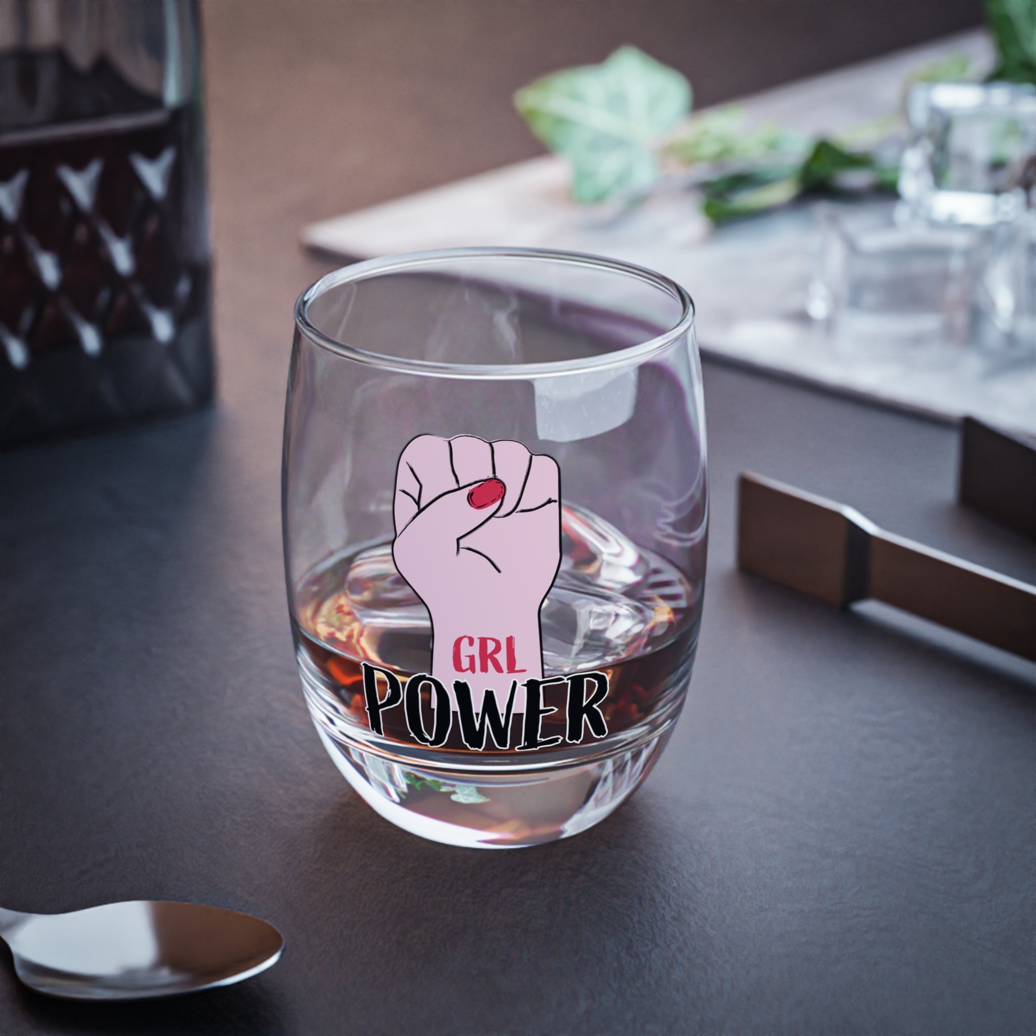 Empowering Whiskey Glass - GRL POWER, Feminist Gift, Home Bar Decor, Unique Glassware, Birthday Present, Celebration