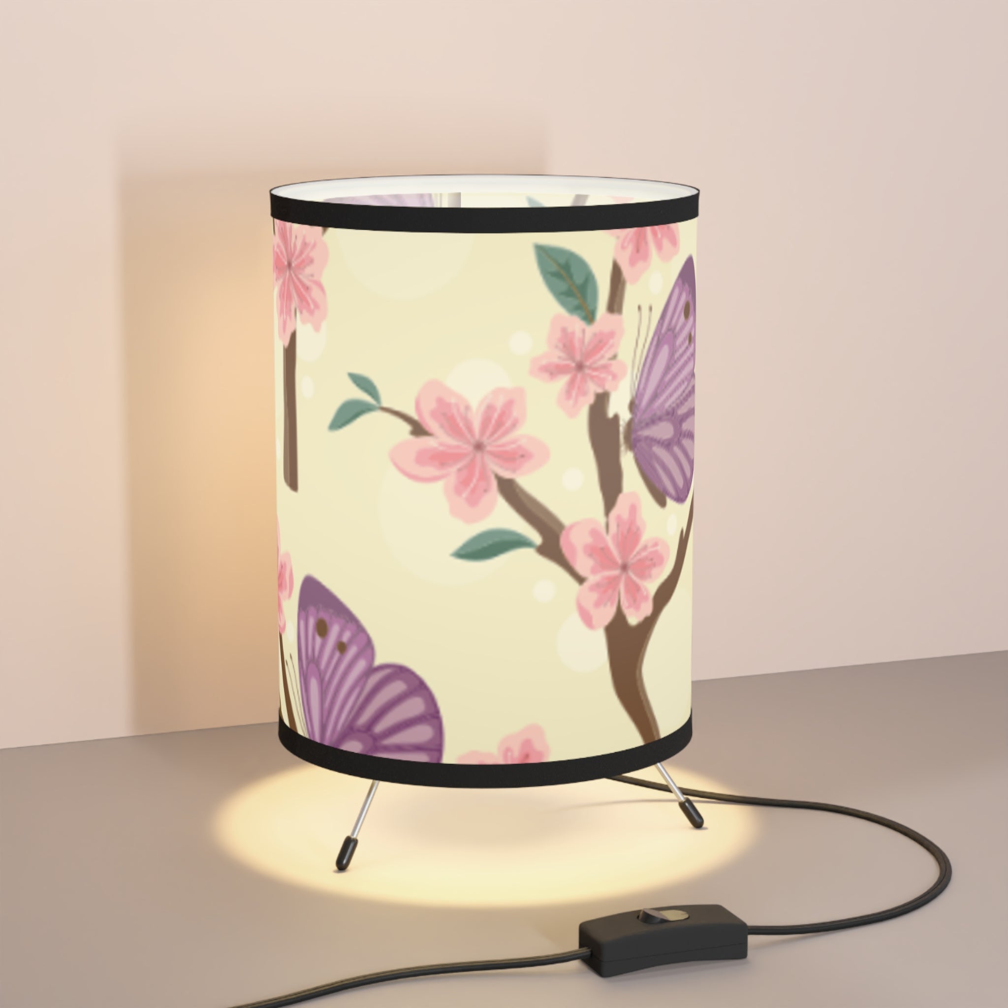 Floral Tripod Lamp with Butterfly Shade, Accent Lighting, Home Decor, Spring Decor, Unique Gift, US/CA Plug