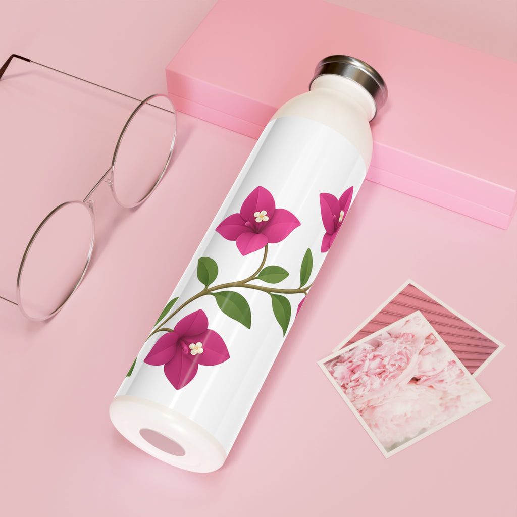 Floral Slim Water Bottle, Eco-Friendly Travel Mug, Leak-Proof Floral Bottle, Personalized Water Container, Gift for Her, Fitness Bottle