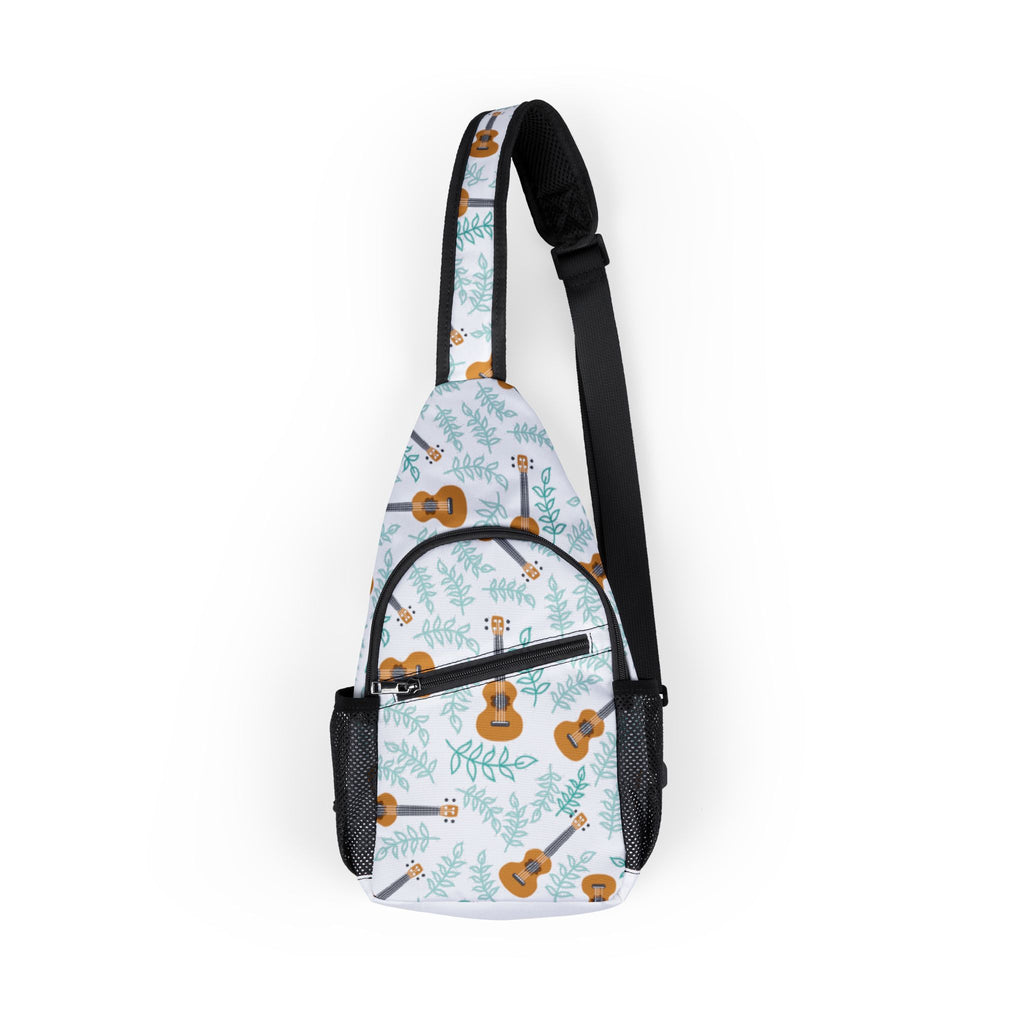 Guitar-Themed Chest Bag for Music Lovers, Stylish Sling Backpack for Festivals, Travel, Gifts for Musicians, AOP Fashion Accessory