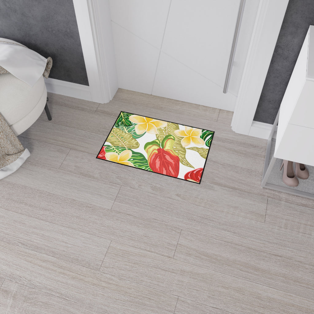 Hawaiian Tropical plumeria Floor Mat - Heavy Duty, Kitchen Rug Home Decor, Indoor Rug, Garden Entry Mat, Floral Doormat