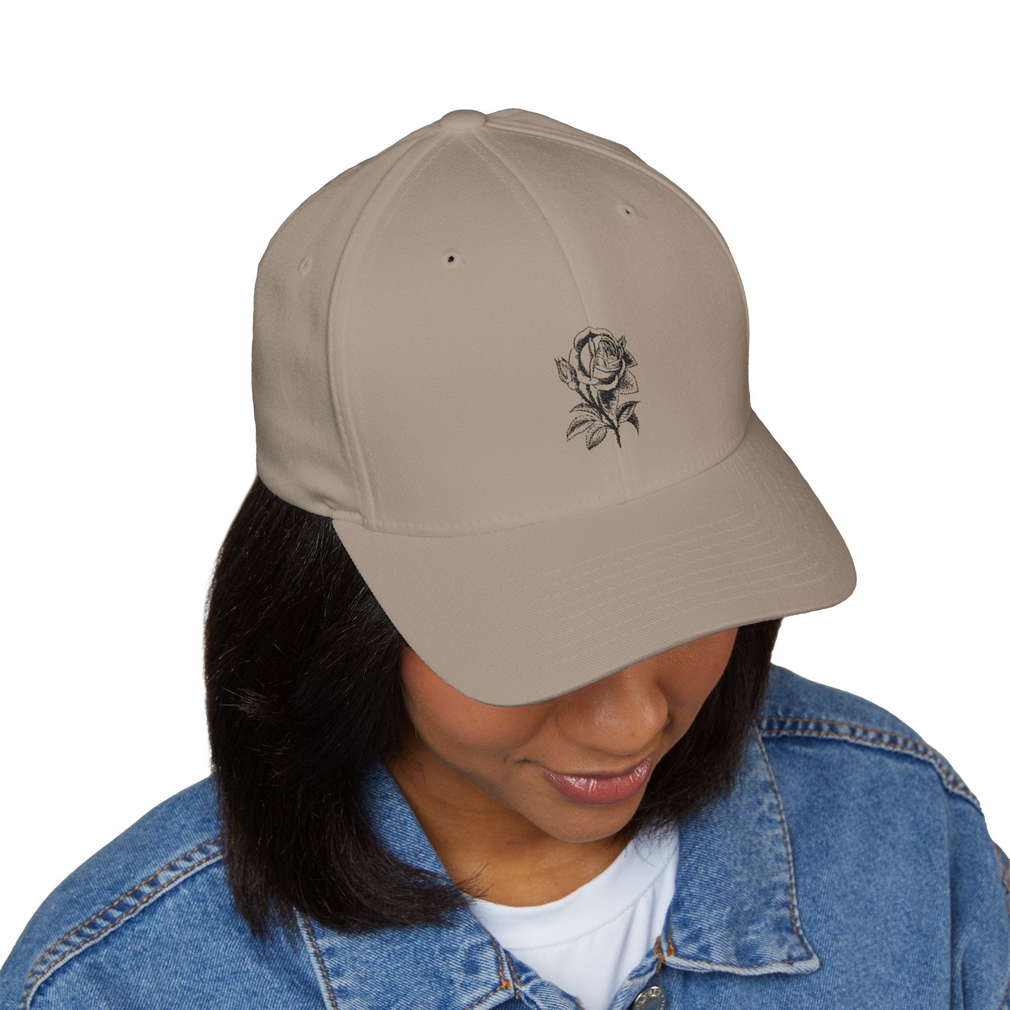 Embroidered Rose Cap, Stylish Hat, Casual Wear, Gift for Her, Summer Accessory, Floral Cap