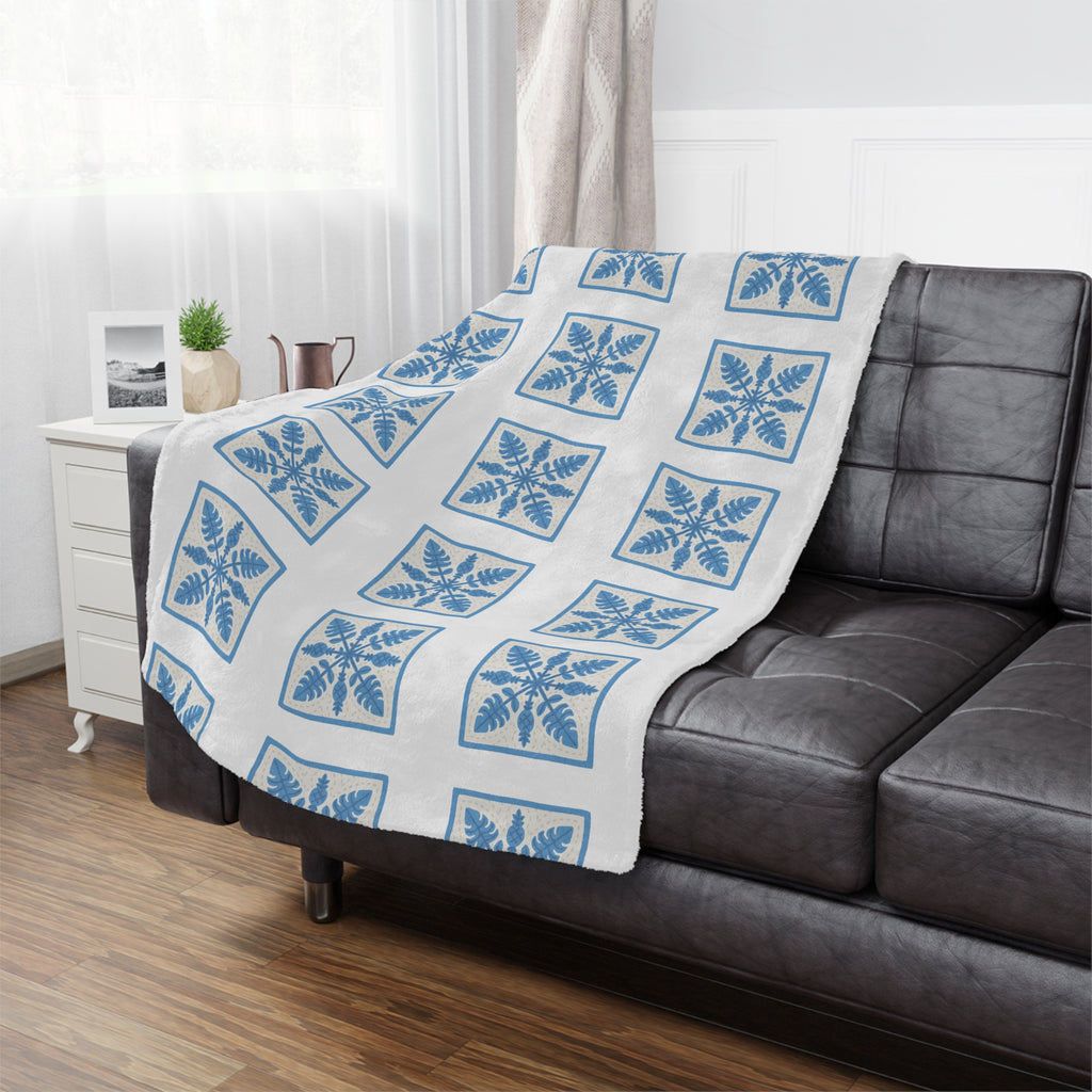 Cozy Winter Minky Blanket, Soft Throw, Holiday Gift, Home Decor, Snuggle Blanket, Nursery Blanket, Blue Floral Design