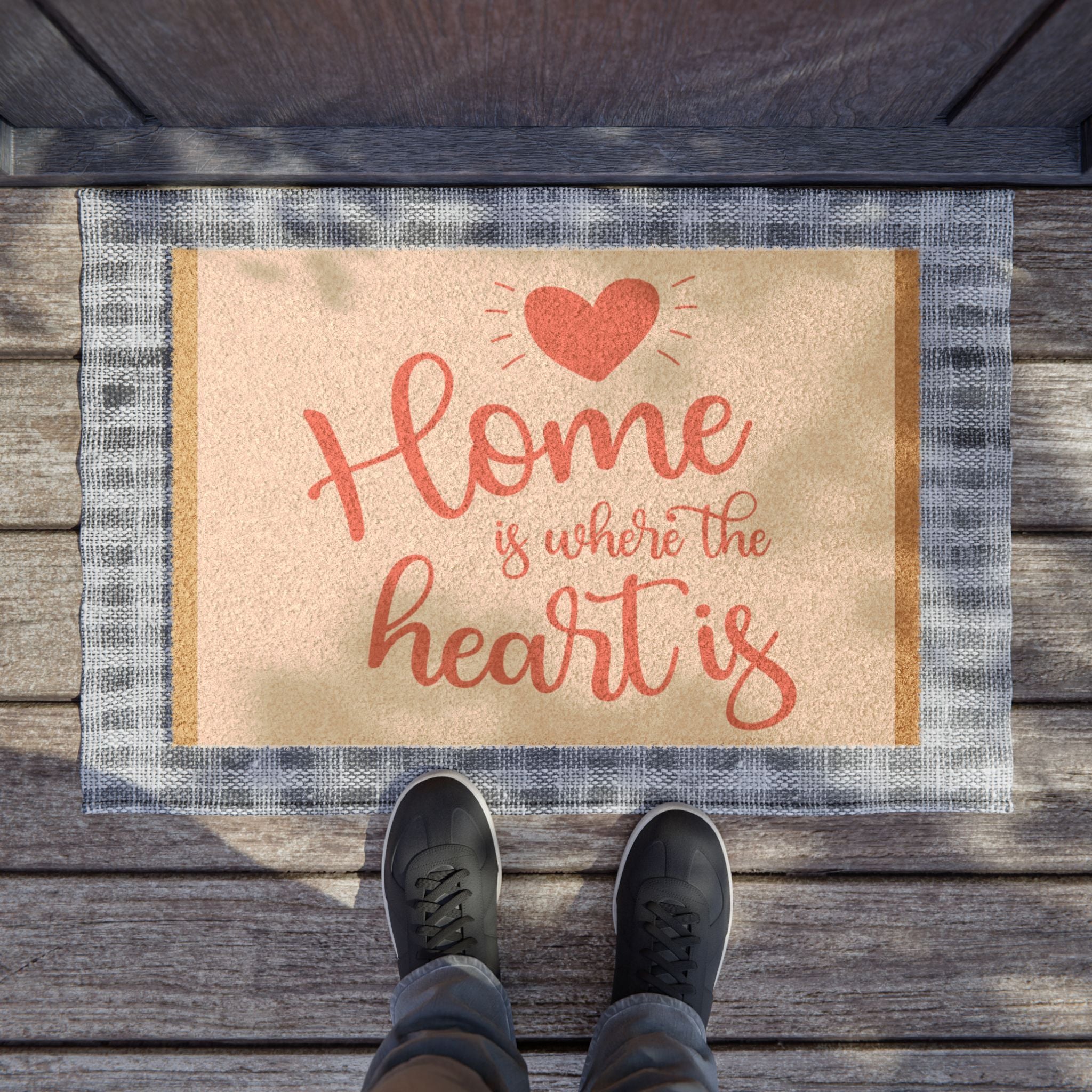Home is where the heart is Doormat, Cozy Entryway Mat, Housewarming Gift, Welcome Mat, Living Room Decor, Heart Design