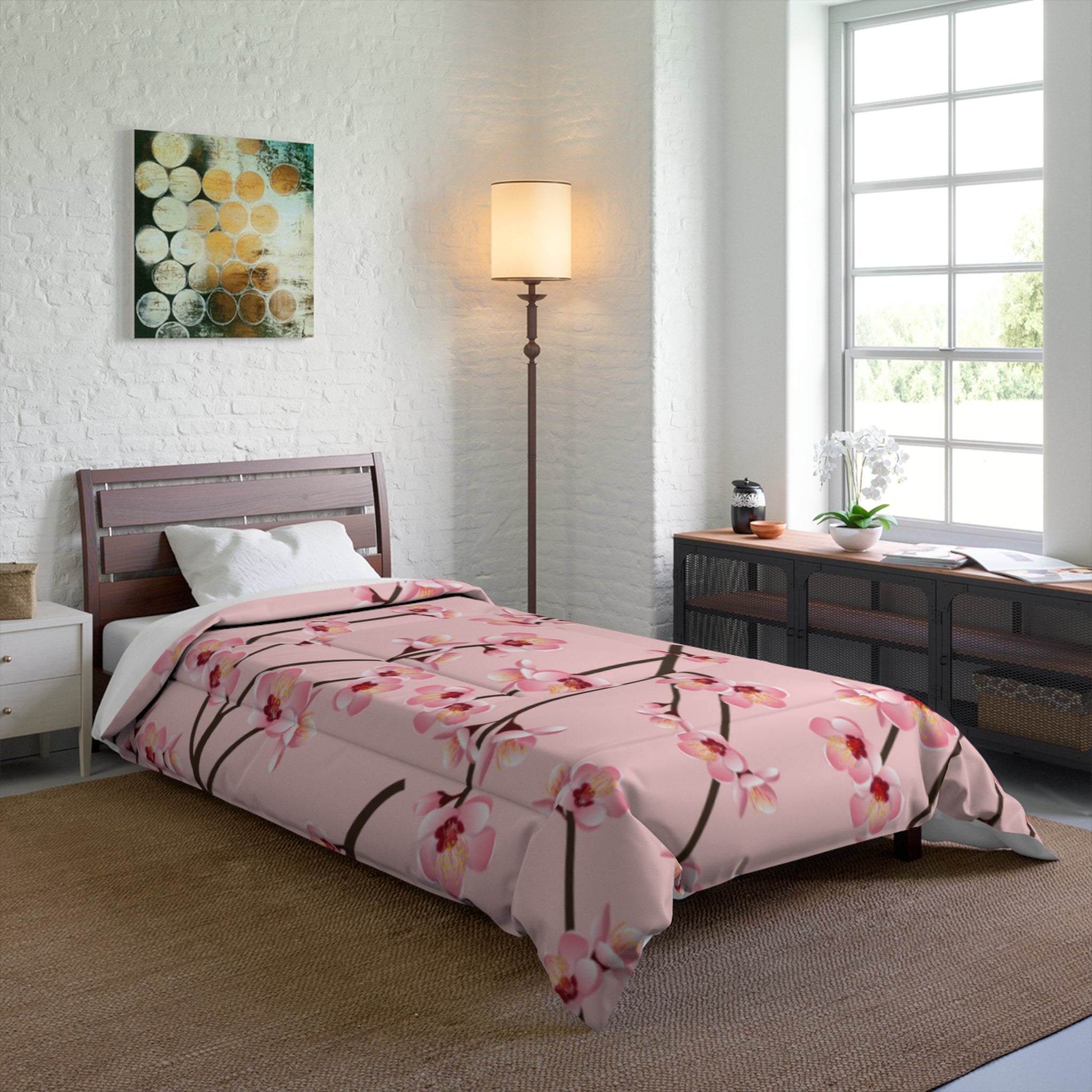 Blossom Pink Comforter, Floral Bedding, Spring Decor, Cozy Bedroom, Mother’s Day Gift, Soft Quilt