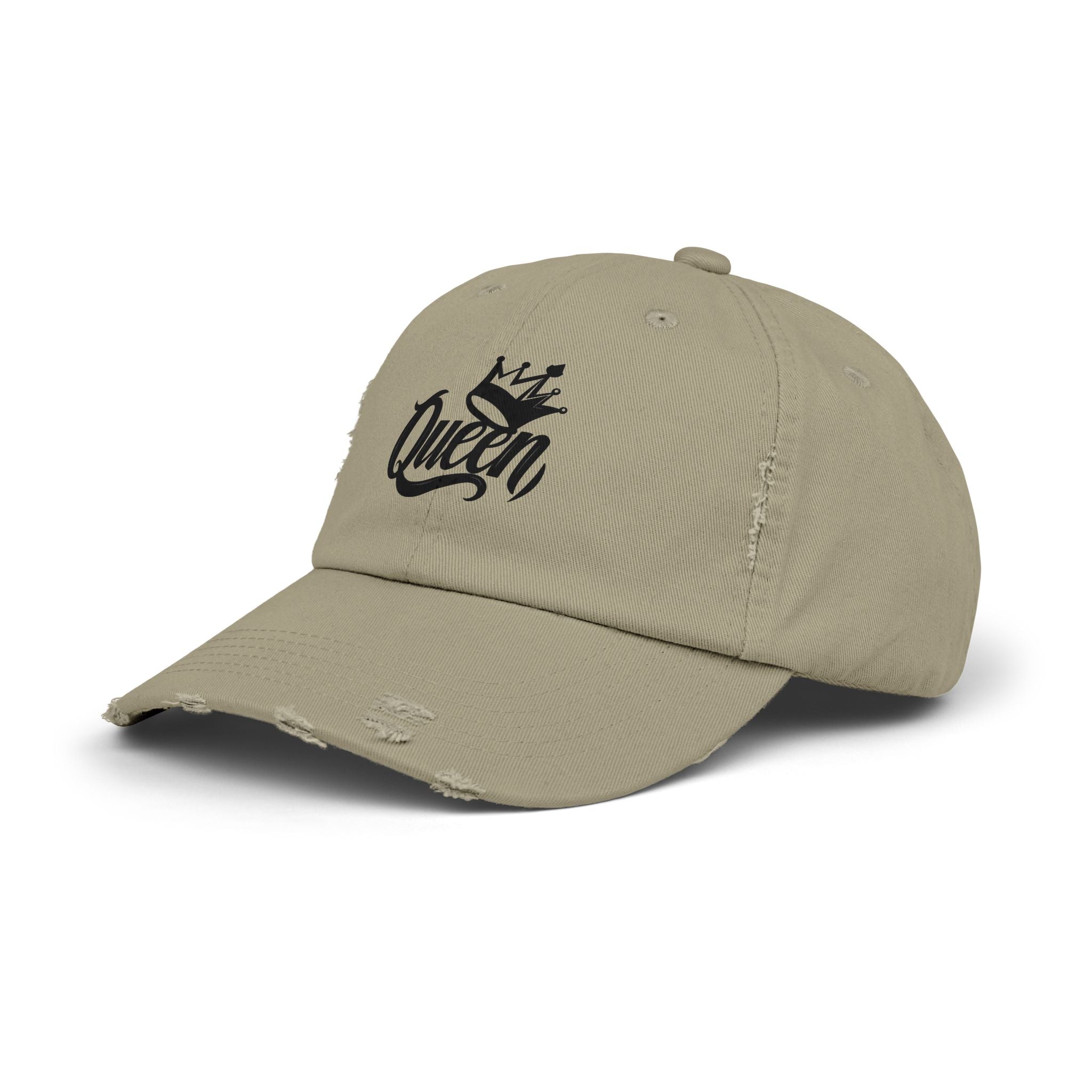 Queen Distressed Cap - Trendy Hat for Women, Casual Wear, Birthday Gift, Self-Care, Queen Vibes