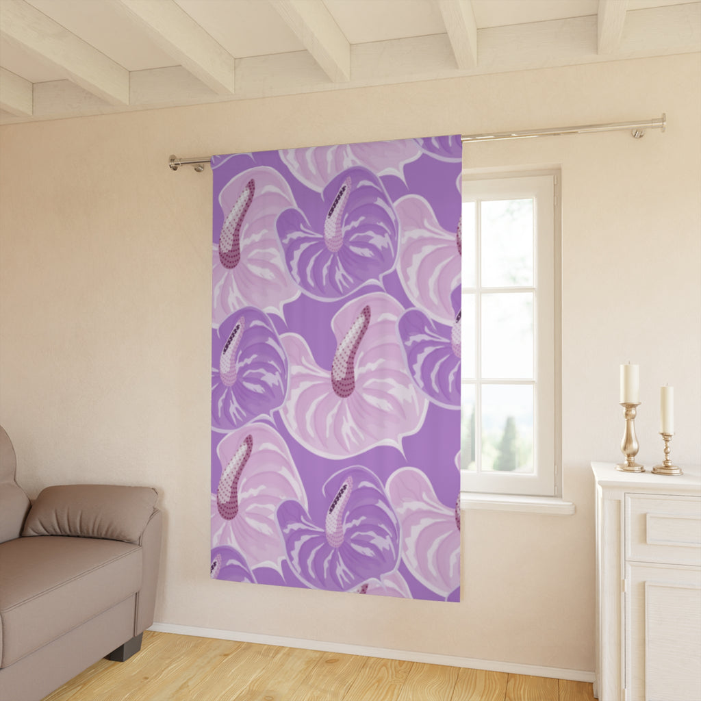 Purple Floral Window Curtains