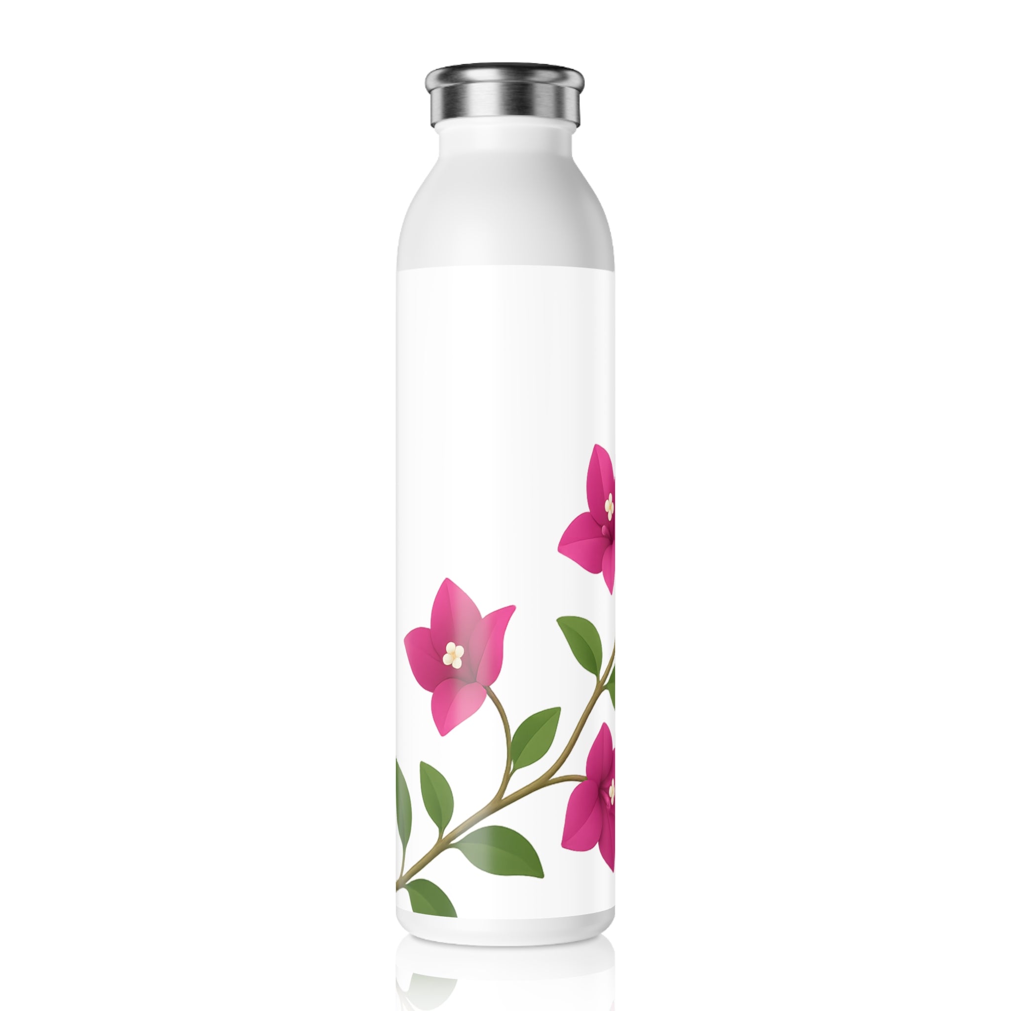 Floral Slim Water Bottle, Eco-Friendly Travel Mug, Leak-Proof Floral Bottle, Personalized Water Container, Gift for Her, Fitness Bottle