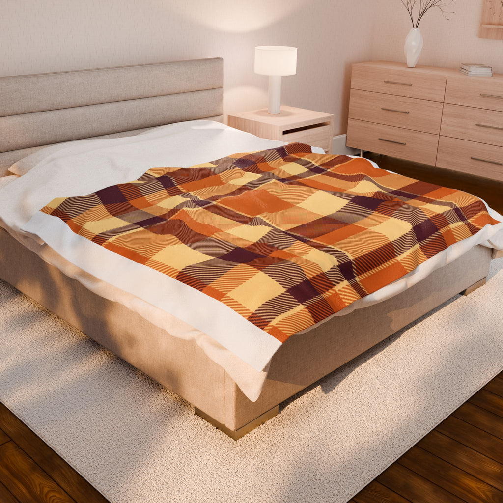 Cozy Plaid Velveteen Plush Blanket | Soft Throw for Fall, Winter, Home Décor, Gifts, Snuggling
