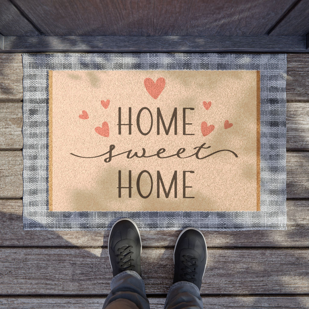 Home Sweet Home Doormat, Personalized Entry Mat, Cute Housewarming Gift, Love Decor, Heart Design Rug