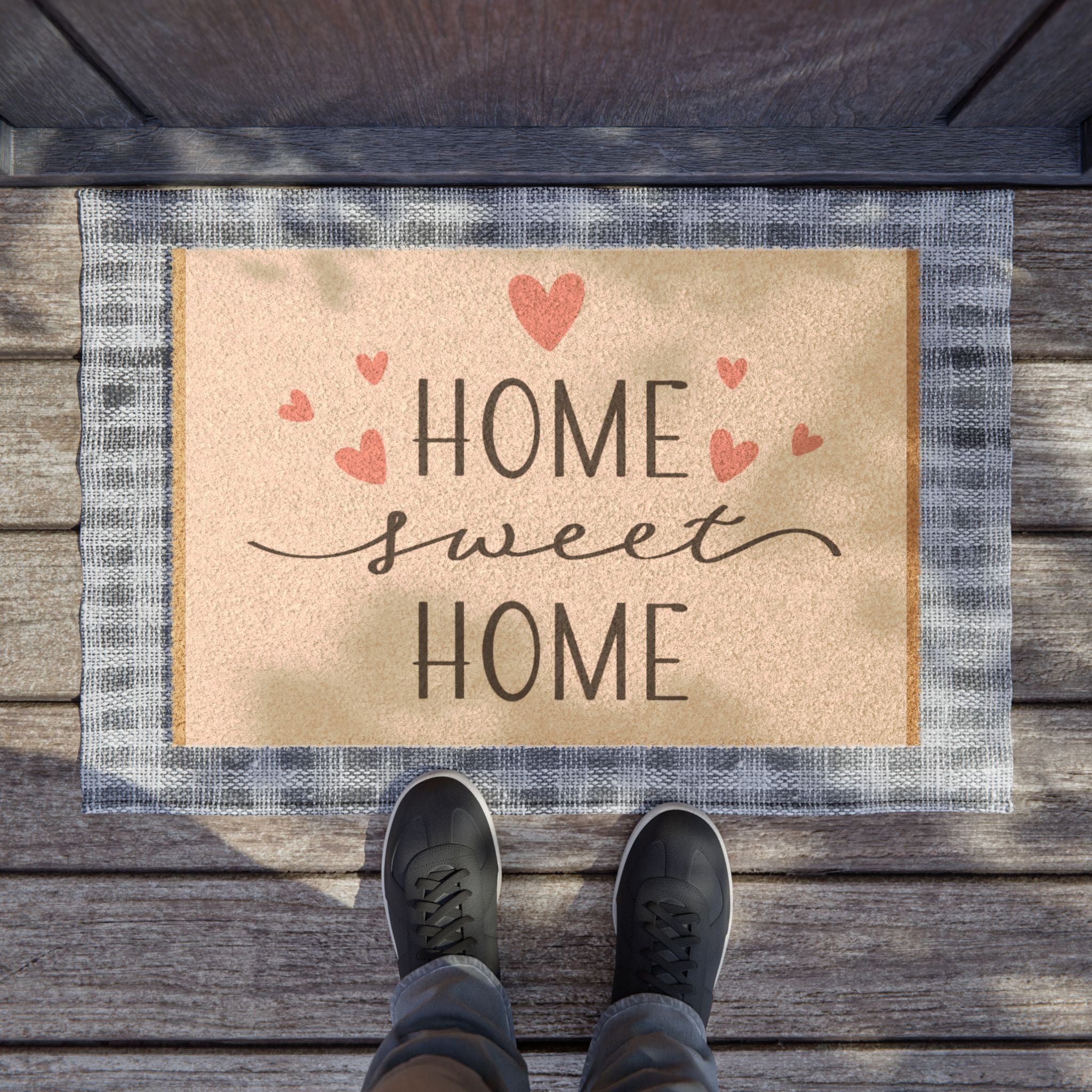 Home Sweet Home Doormat, Personalized Entry Mat, Cute Housewarming Gift, Love Decor, Heart Design Rug