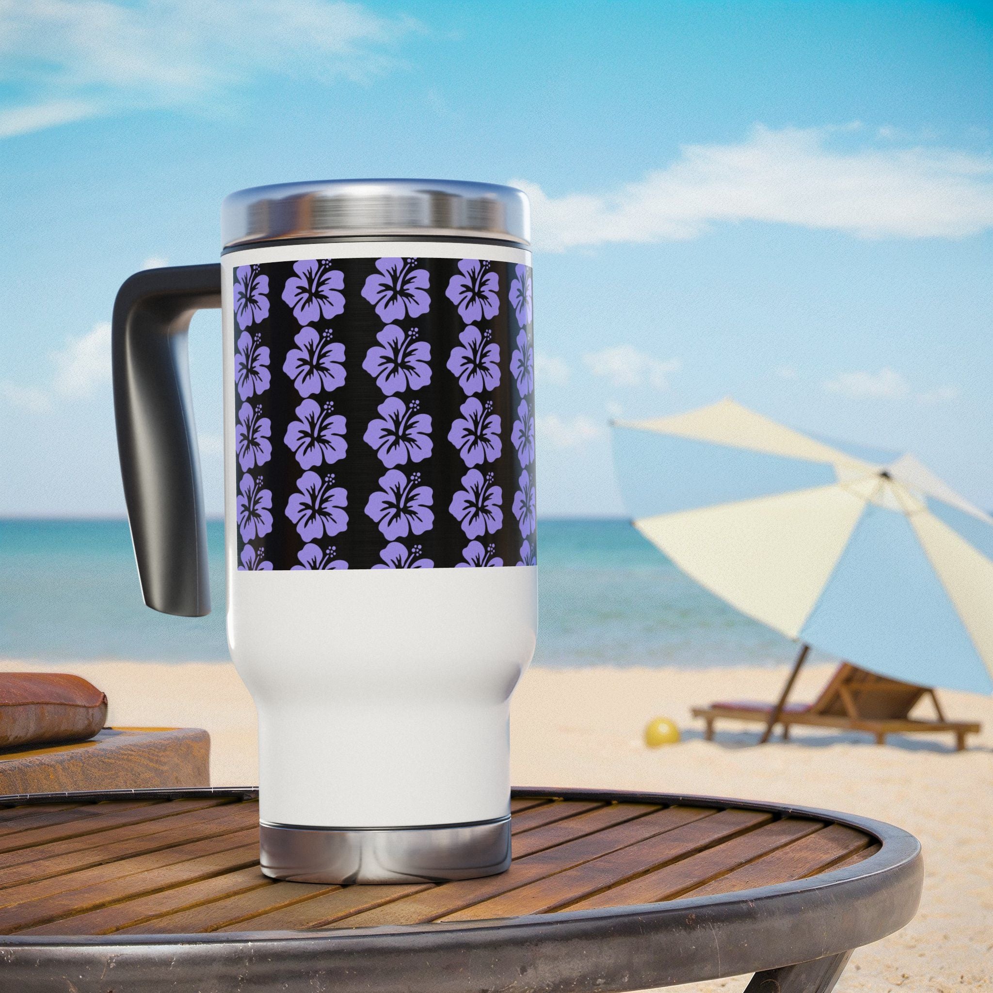 Floral Stainless Steel Travel Mug, Hibiscus Travel Cup, Coffee Mug with Handle, Perfect Gift for Garden Lovers, Summer Picnic [...]