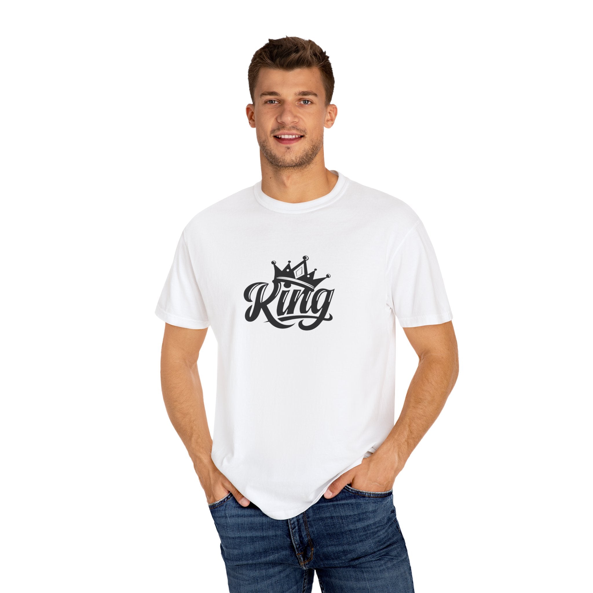 King Crown Garment-Dyed T-Shirt for Men and Women | Unisex Casual Tee, Gift for Dad, Birthday Shirt, Streetwear Style
