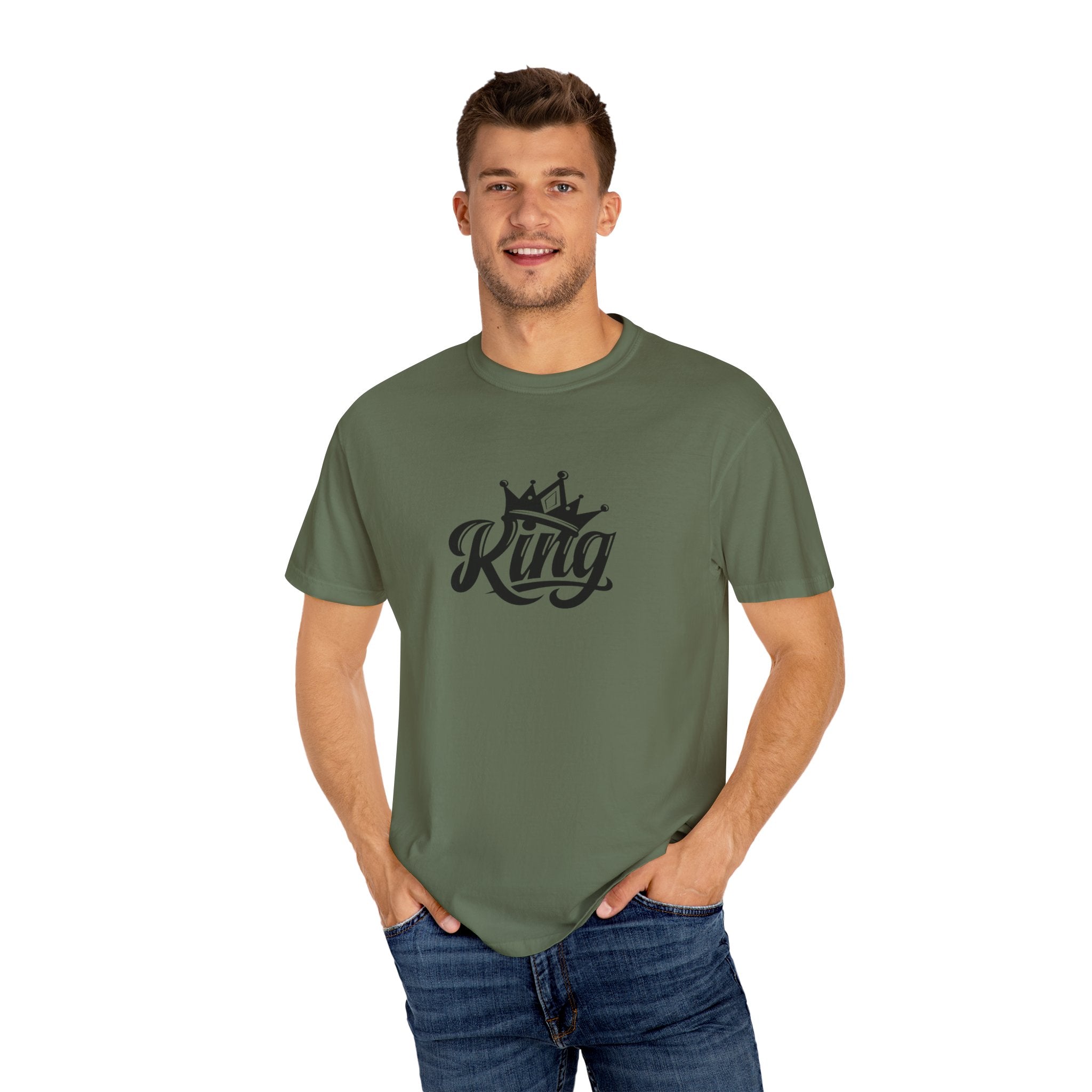 King Crown Garment-Dyed T-Shirt for Men and Women | Unisex Casual Tee, Gift for Dad, Birthday Shirt, Streetwear Style