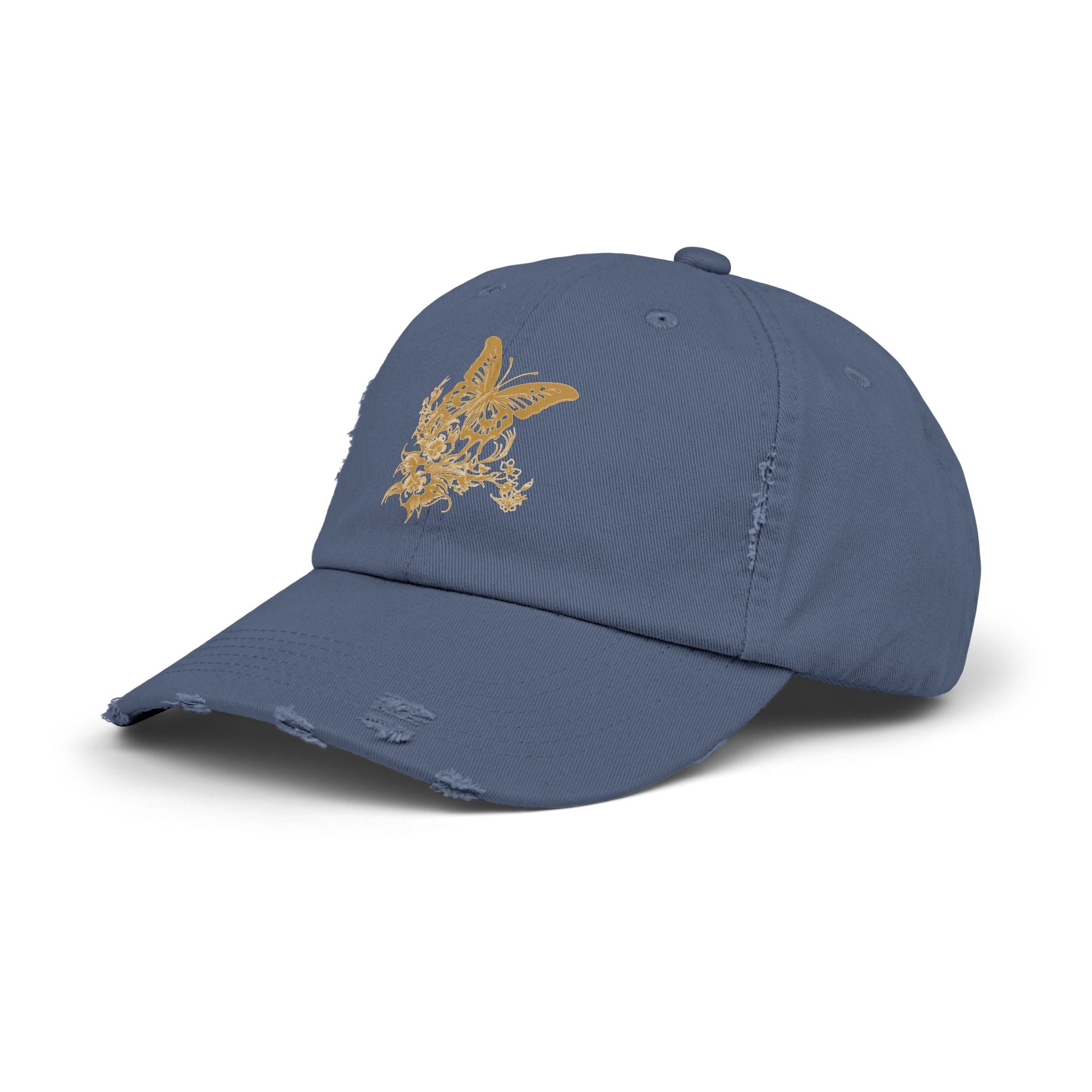 Distressed Butterfly Cap: Trendy Adjustable Hat for Outdoor Adventures, Casual Wear, Festivals, Gifts, Summer