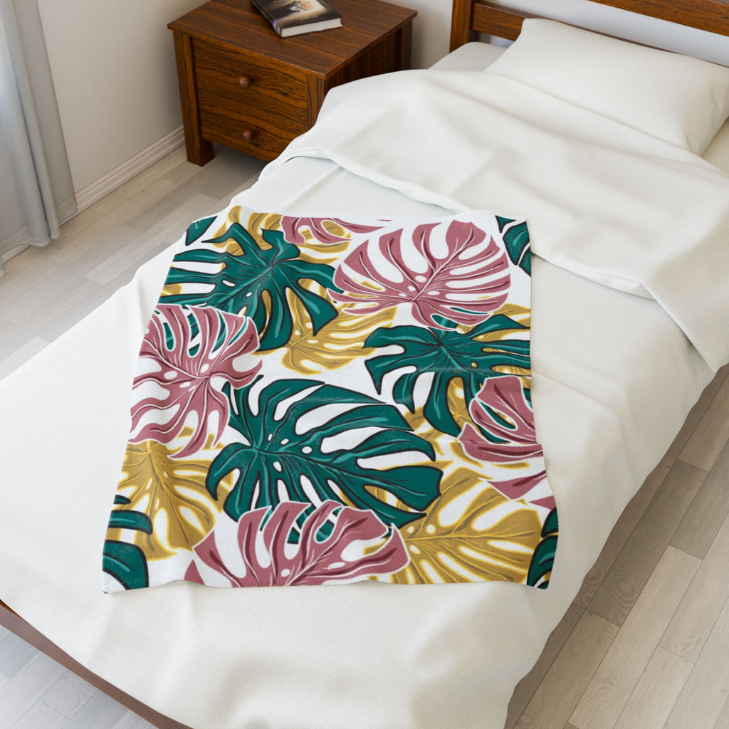 Tropical Velveteen Plush Blanket | Soft & Cozy Throw for Relaxation, Home Decor, Gift, Tropical Vibe, Indoor Comfort, Every Season