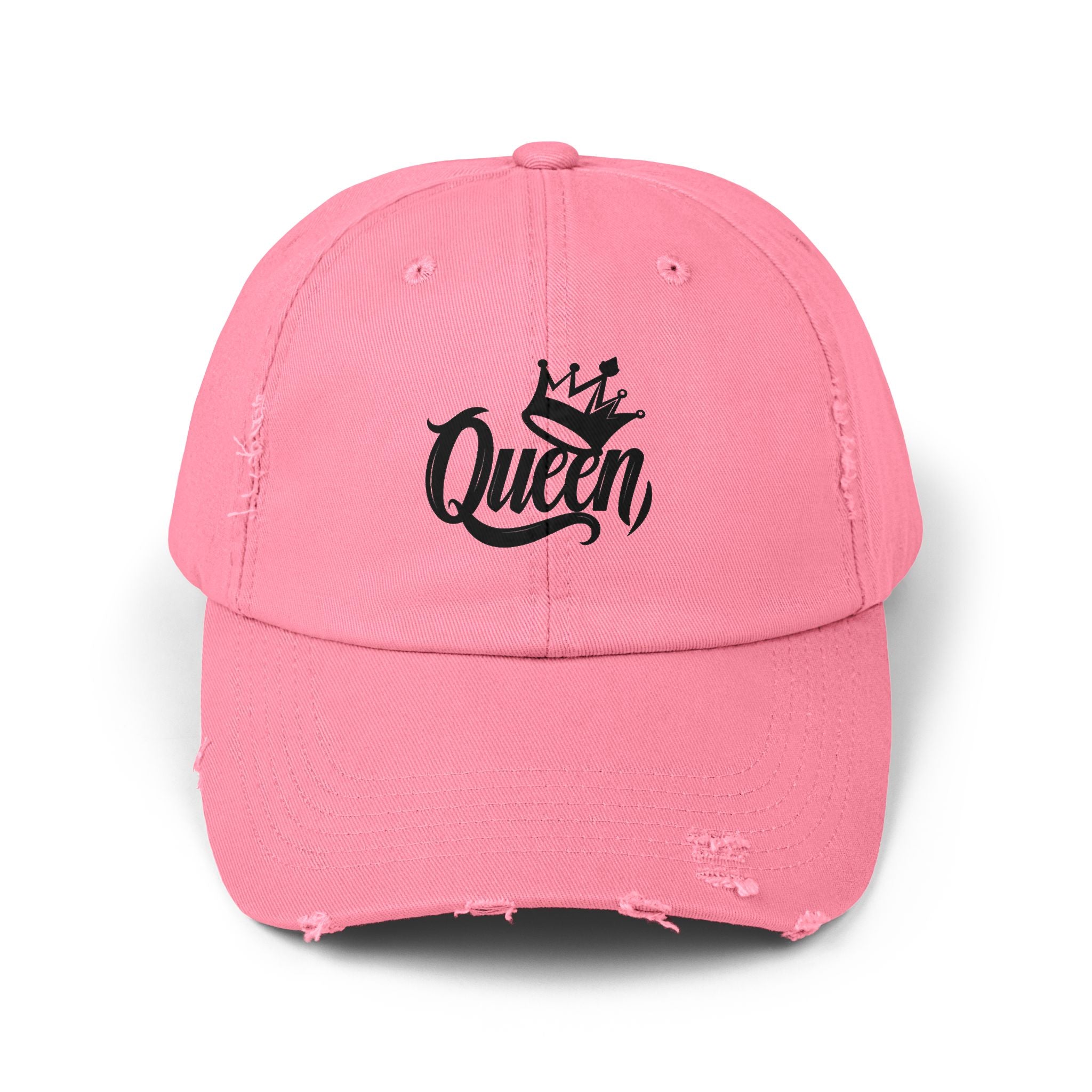 Queen Distressed Cap - Trendy Hat for Women, Casual Wear, Birthday Gift, Self-Care, Queen Vibes