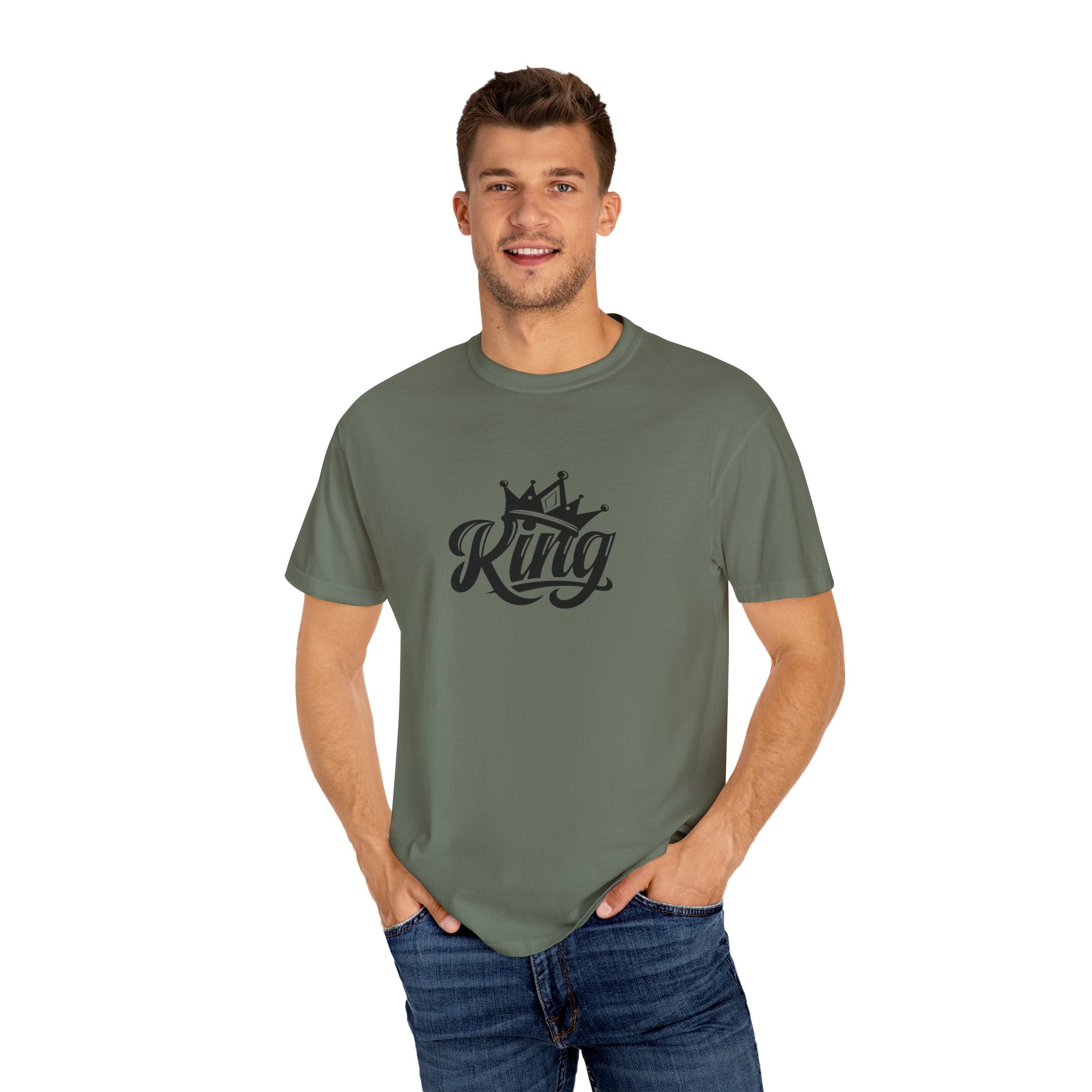 King Crown Garment-Dyed T-Shirt for Men and Women | Unisex Casual Tee, Gift for Dad, Birthday Shirt, Streetwear Style