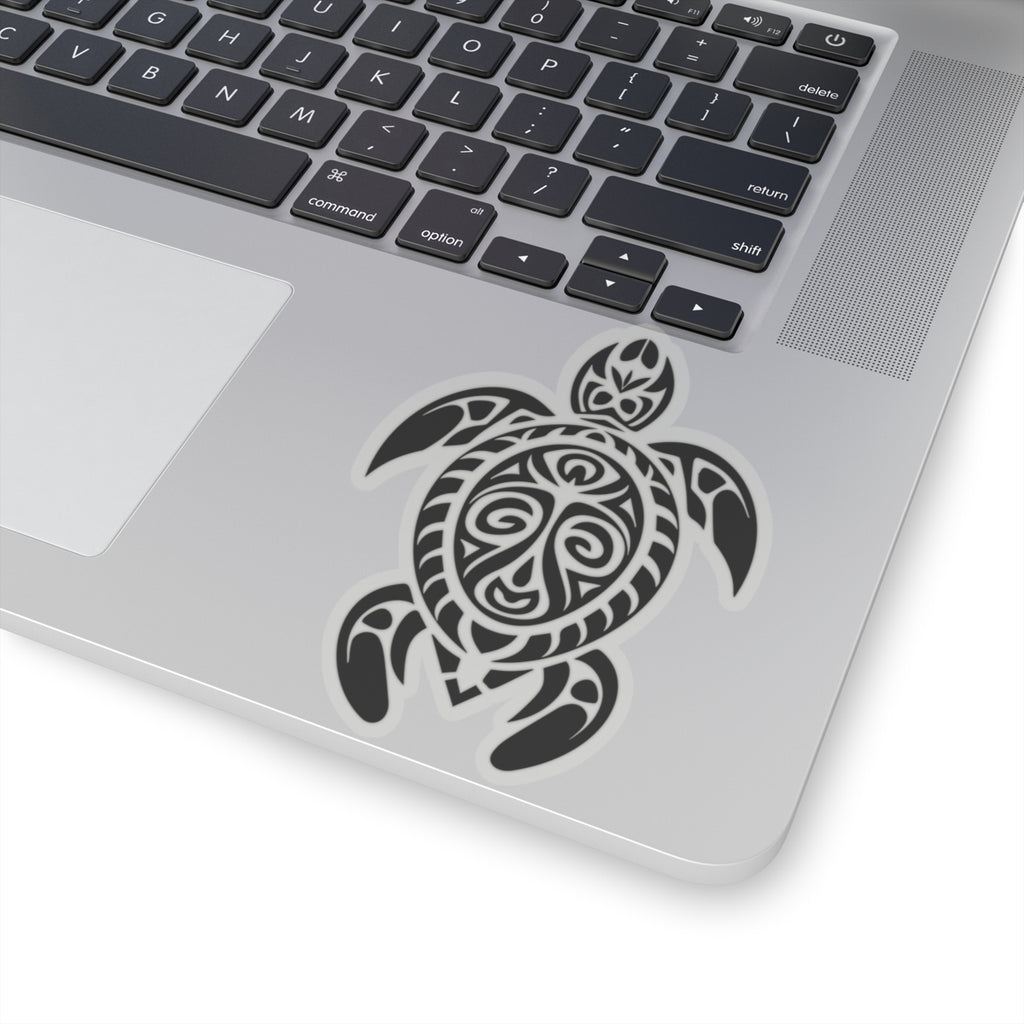Ocean-Inspired Kiss-Cut Stickers, Tribal Turtle Art, Laptop Decals, Nature Lover Gift, Beach Decor, Water-Resistant Design