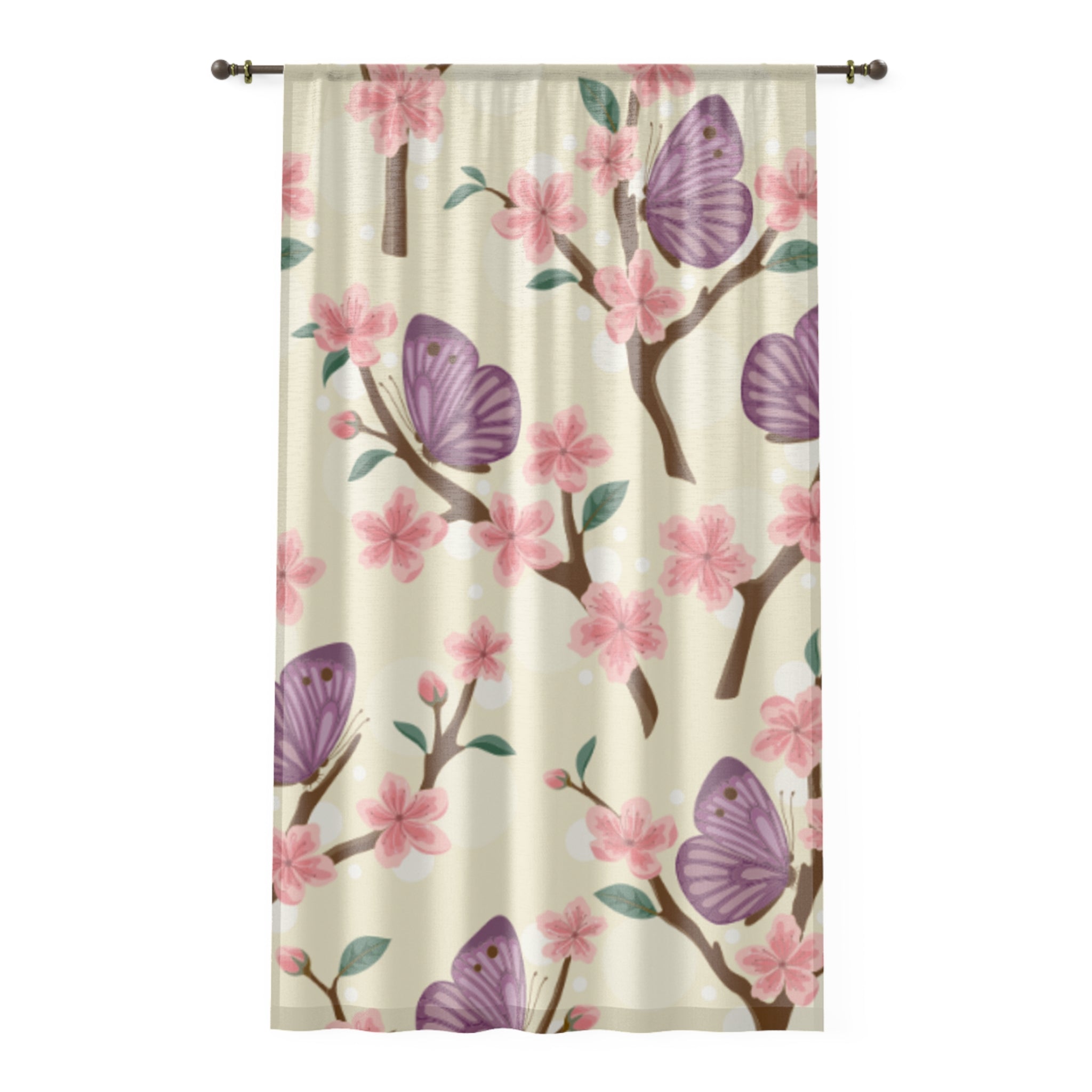 Butterfly Blossom Window Curtain - Floral Home Decor for Spring, Living Room Drapes, Kids Room Curtains, Nursery Curtain