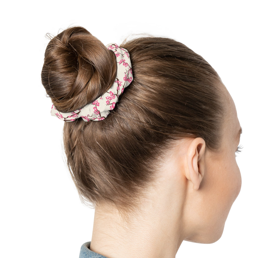 Cherry blossom floral Scrunchie Hair Accessory, Cute Hair Tie, Spring Fashion, Gift for Her, Everyday Use, Hair Accessories