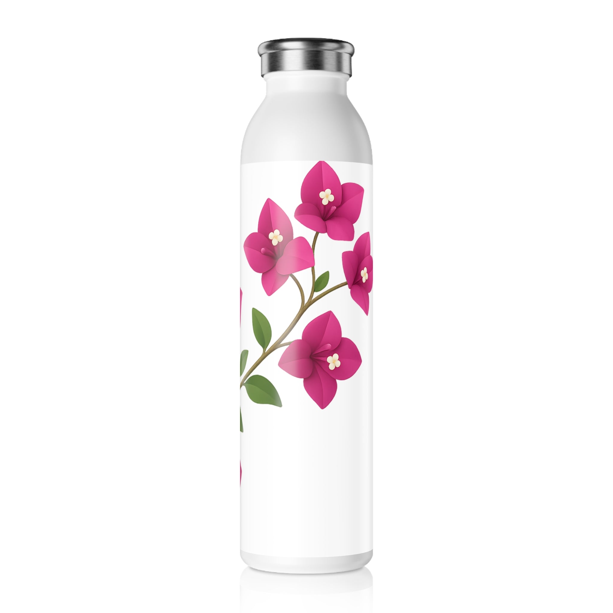 Floral Slim Water Bottle, Eco-Friendly Travel Mug, Leak-Proof Floral Bottle, Personalized Water Container, Gift for Her, Fitness Bottle