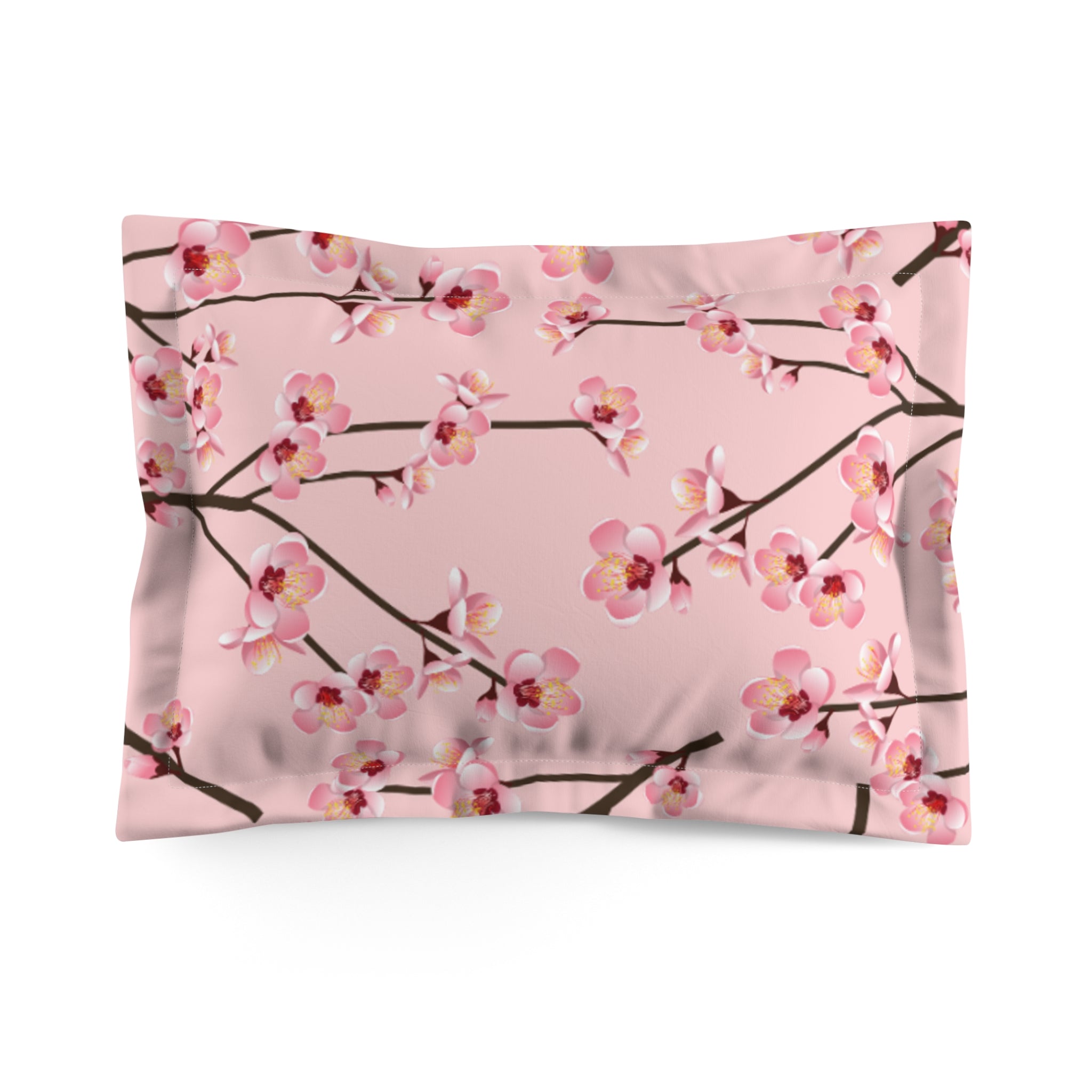 Blossom Pink Microfiber Pillow Sham, Floral Bedding, Home Decor, Bedroom Accent, Gift for Spring