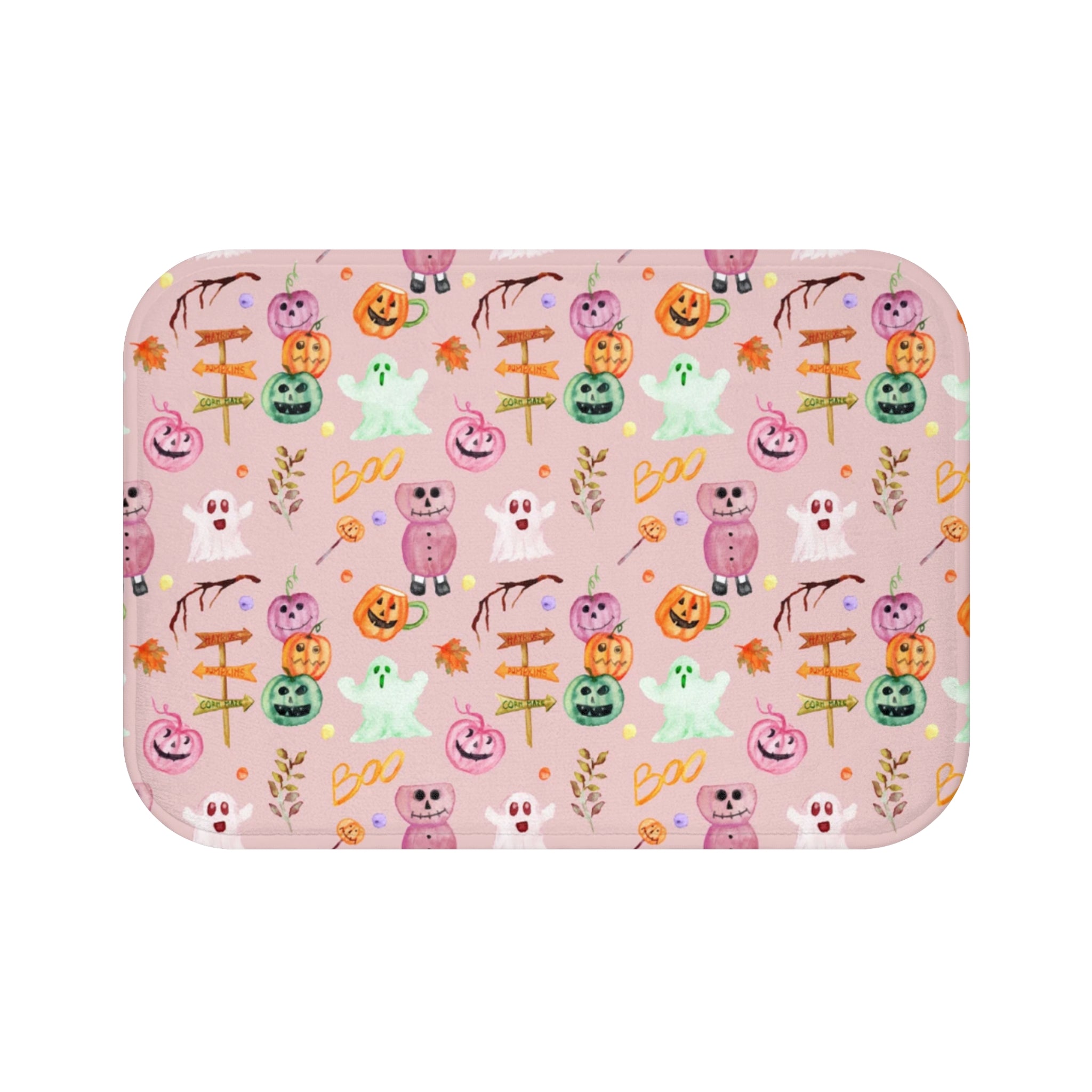 Cute Halloween Bath Mat with Ghosts and Pumpkins, Funky Decor for Fall, Bathroom Mat for Holiday Cheer, Seasonal Home Accessory, [...]