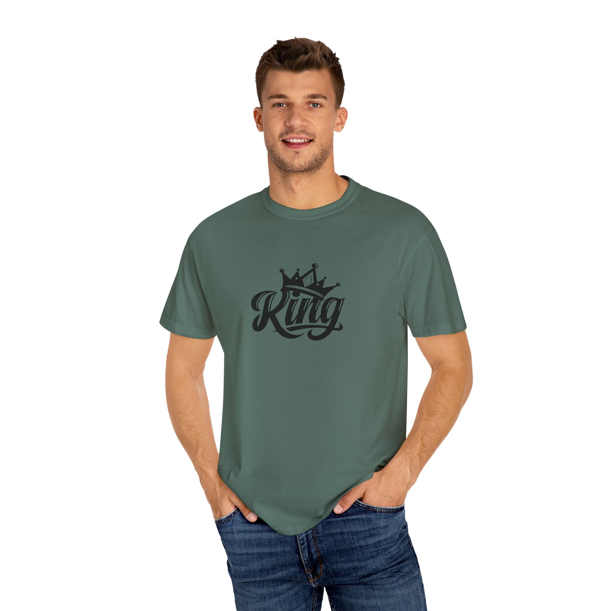 King Crown Garment-Dyed T-Shirt for Men and Women | Unisex Casual Tee, Gift for Dad, Birthday Shirt, Streetwear Style