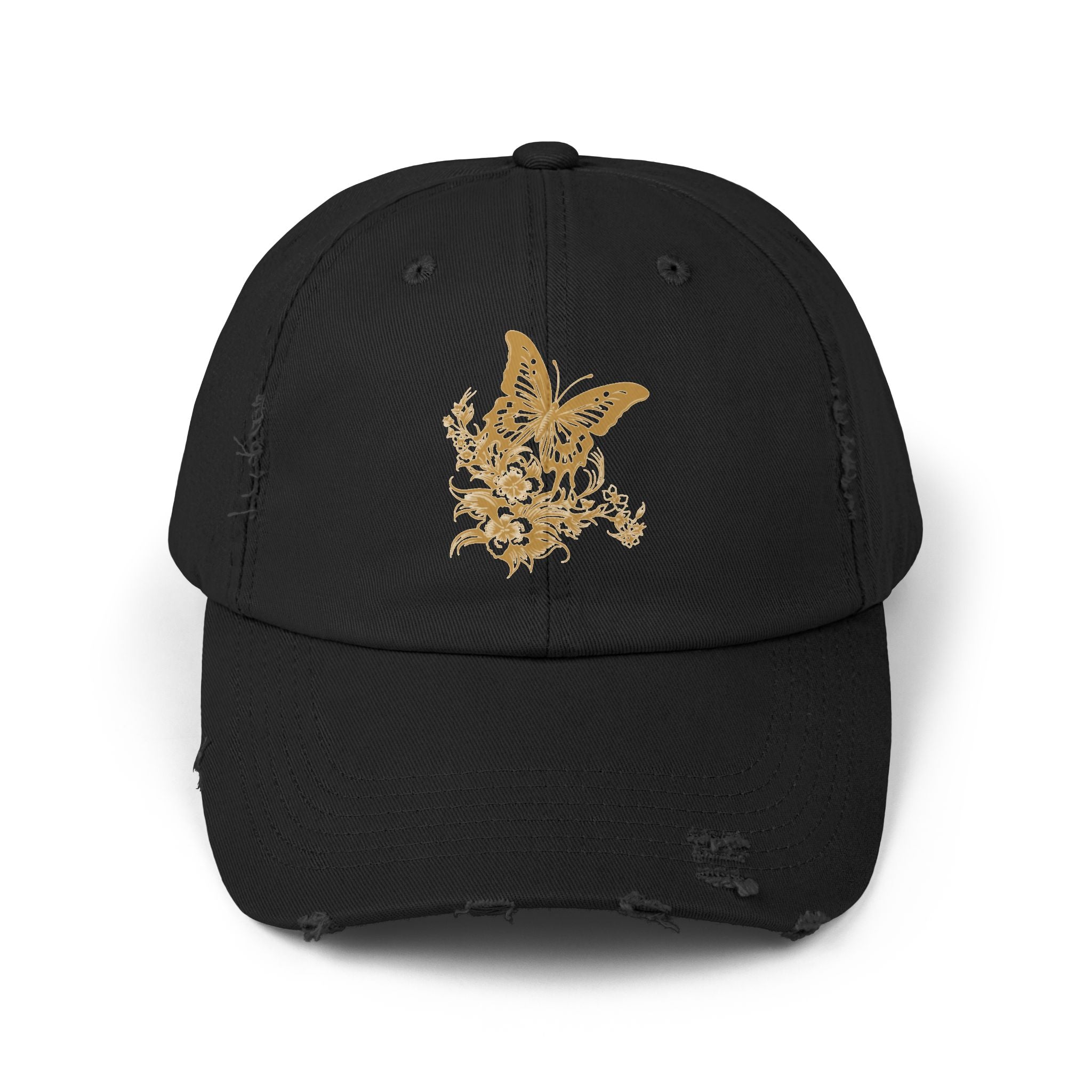 Distressed Butterfly Cap: Trendy Adjustable Hat for Outdoor Adventures, Casual Wear, Festivals, Gifts, Summer