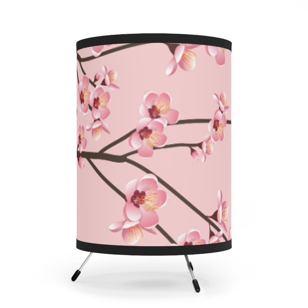 Elegant Floral Tripod Lamp Shade, Pink Blossom Decor, Home Lighting, Modern Room Accent, Gift for Her, Bedroom, Living Room