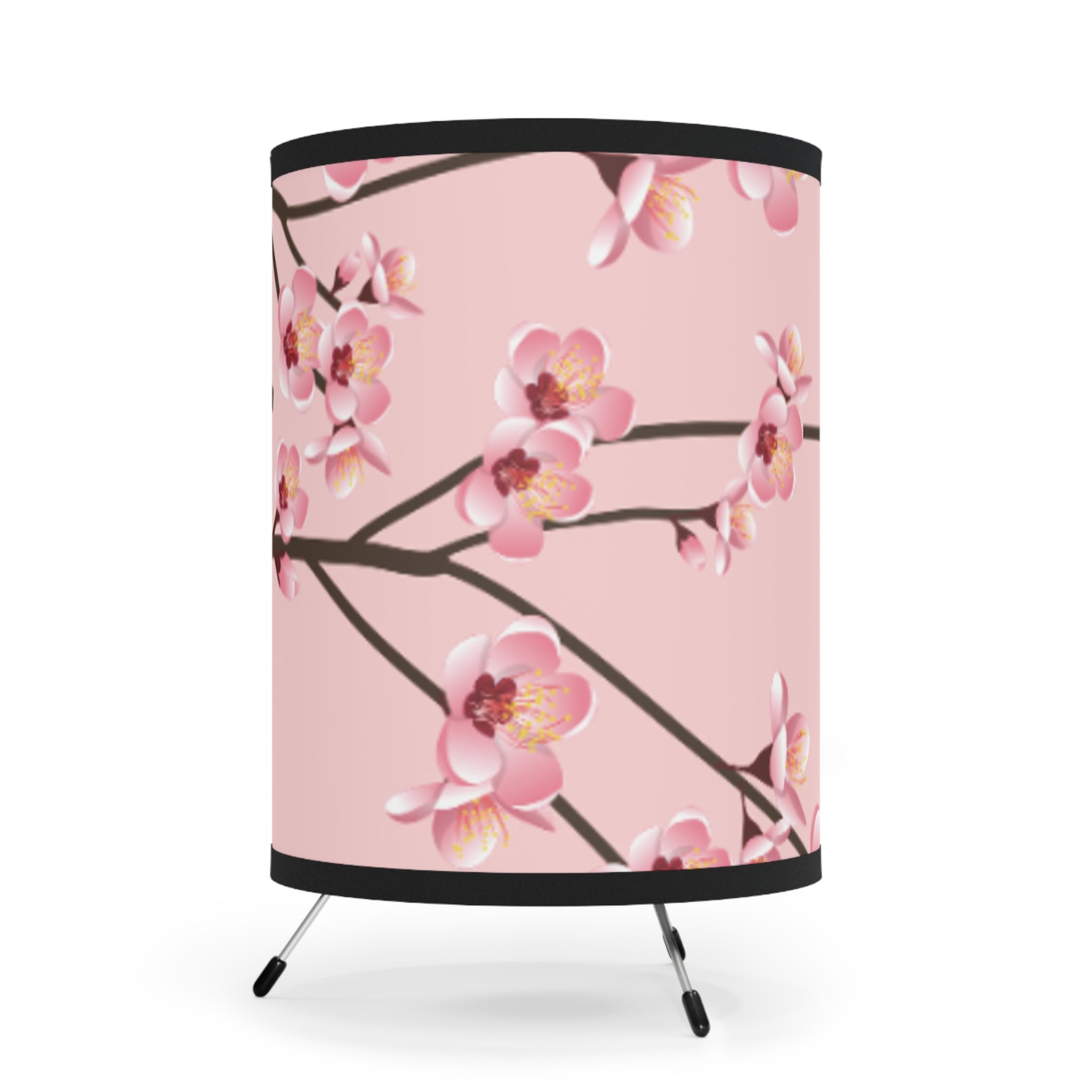 Elegant Floral Tripod Lamp Shade, Pink Blossom Decor, Home Lighting, Modern Room Accent, Gift for Her, Bedroom, Living Room