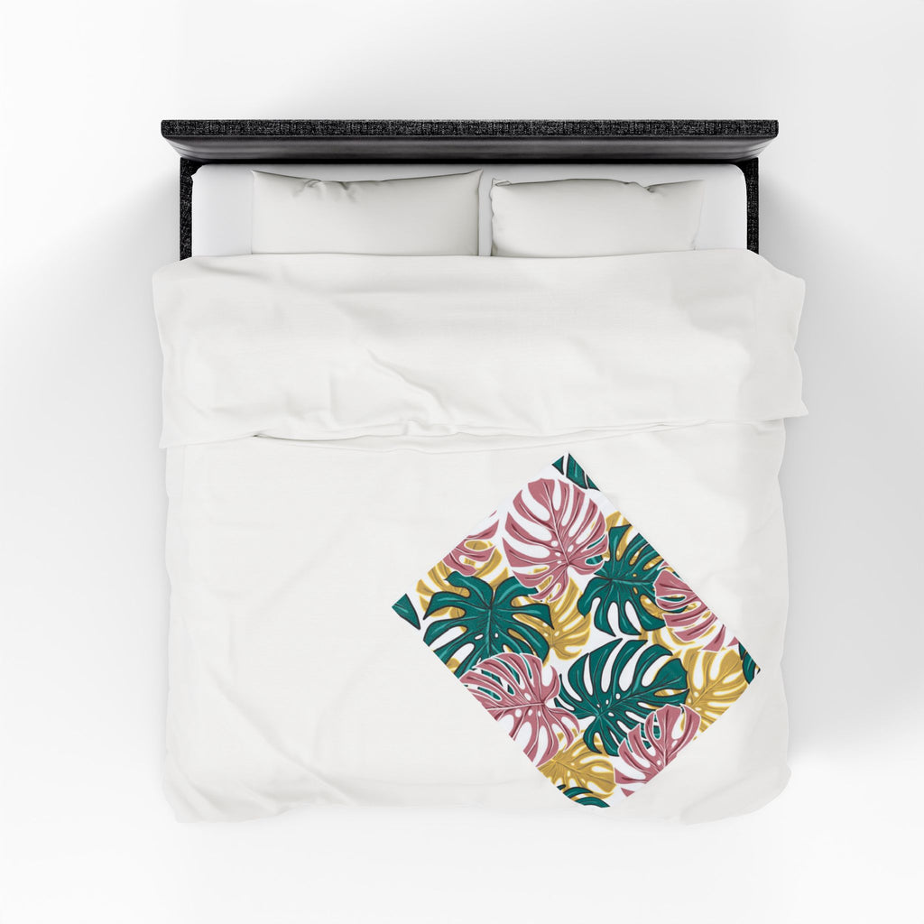Tropical Velveteen Plush Blanket | Soft & Cozy Throw for Relaxation, Home Decor, Gift, Tropical Vibe, Indoor Comfort, Every Season