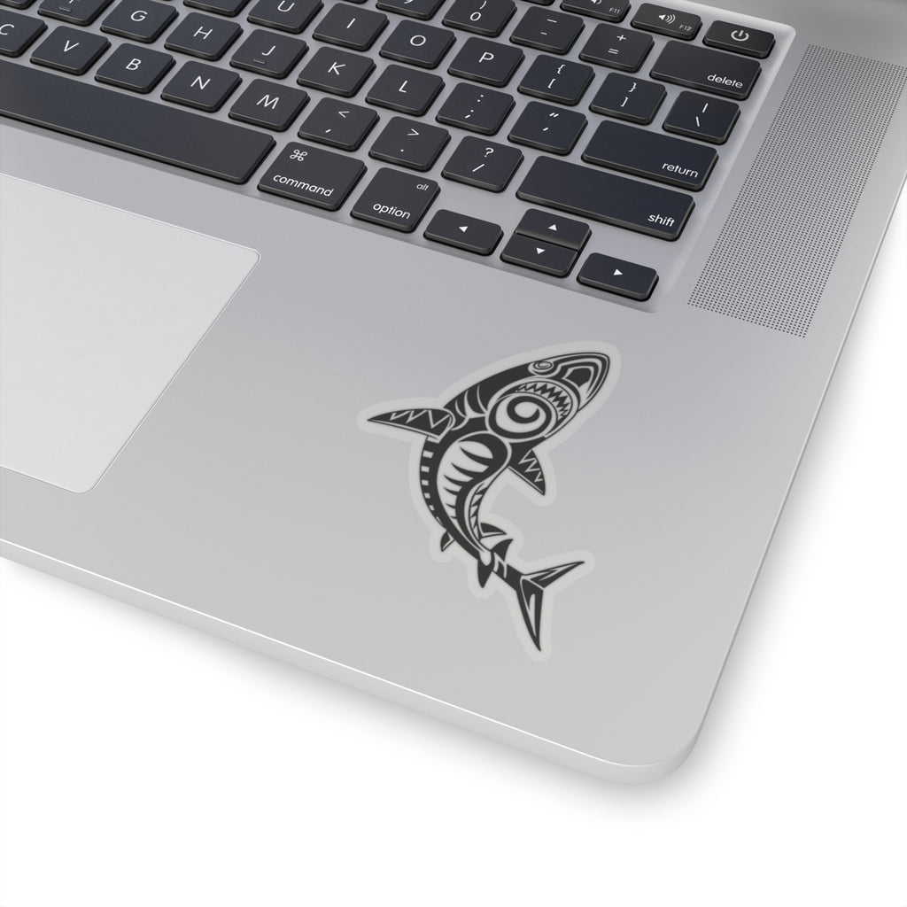 Tribal Shark Kiss-Cut Stickers, Ocean Decor, Laptop Stickers, Waterproof Decals, Gift for Shark Lovers