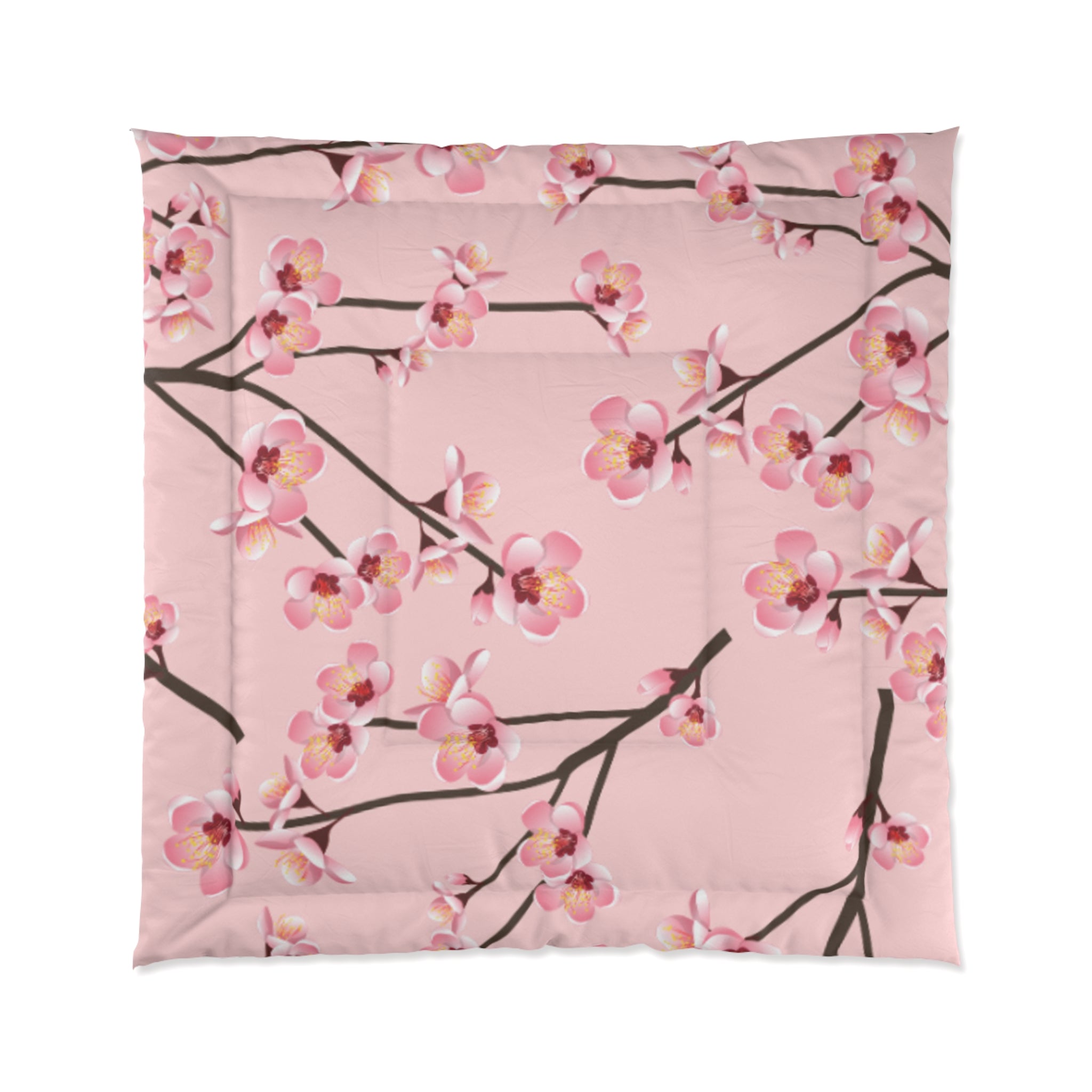 Blossom Pink Comforter, Floral Bedding, Spring Decor, Cozy Bedroom, Mother’s Day Gift, Soft Quilt