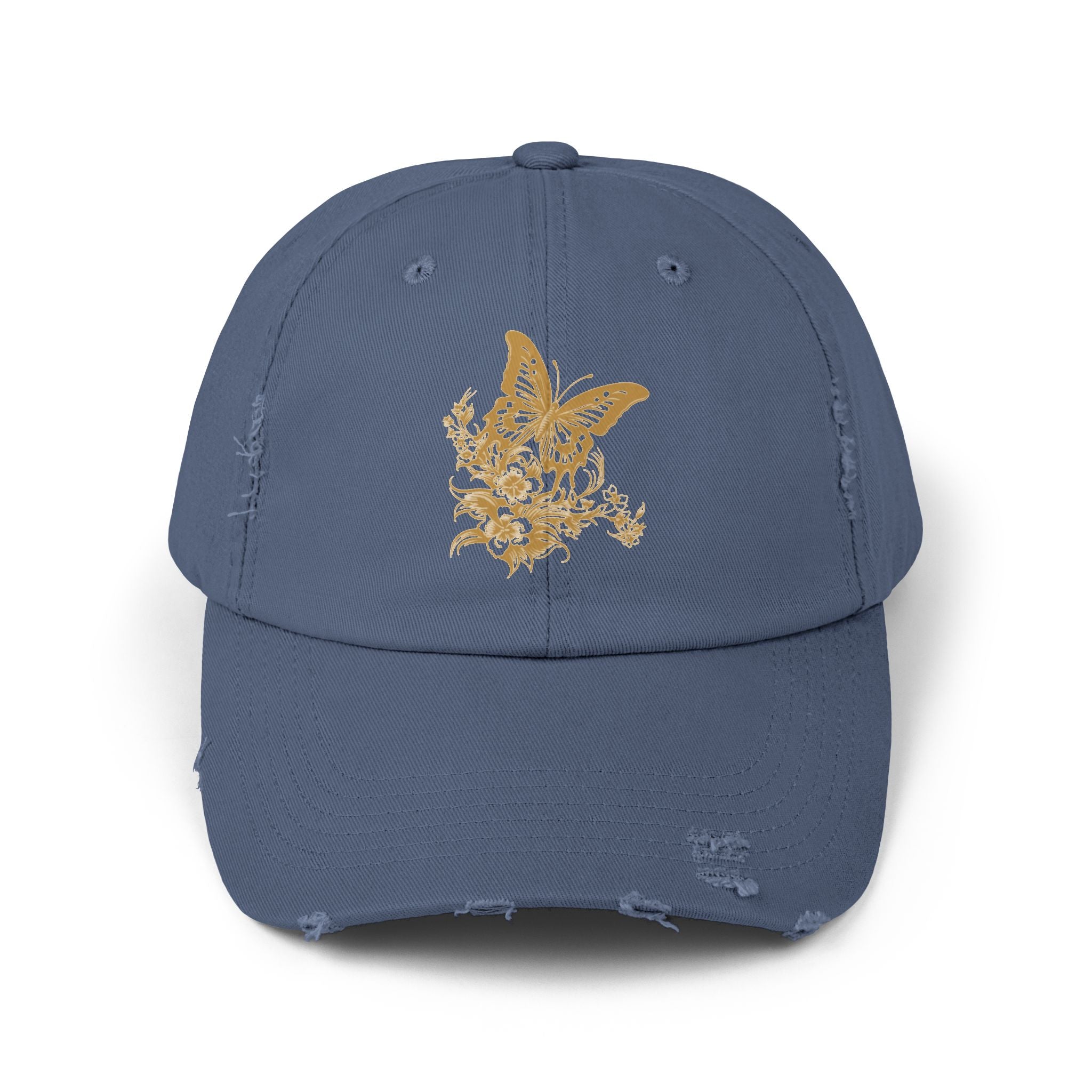 Distressed Butterfly Cap: Trendy Adjustable Hat for Outdoor Adventures, Casual Wear, Festivals, Gifts, Summer