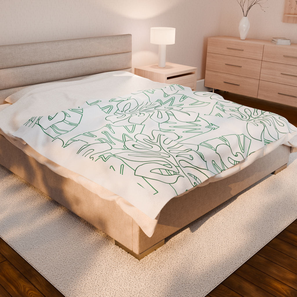 Tropical Leaves Plush Blanket - Cozy, Soft, Decorative Throw for Home, Gift for Her, Summer Vibes, Relaxation Decor