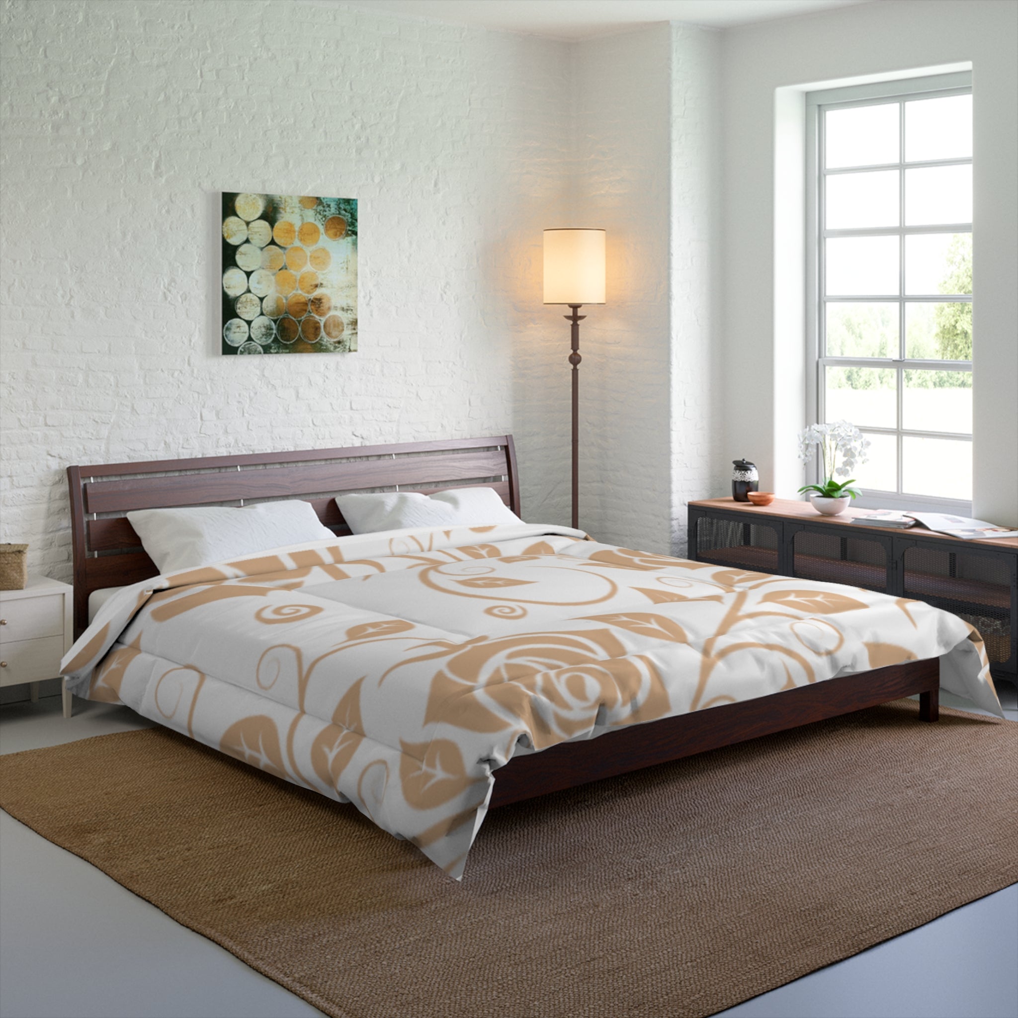 Elegant Floral Comforter for Cozy Bedrooms, Rose Pattern Blanket, Home Décor, Bedding Set, Cozy Gift for Her